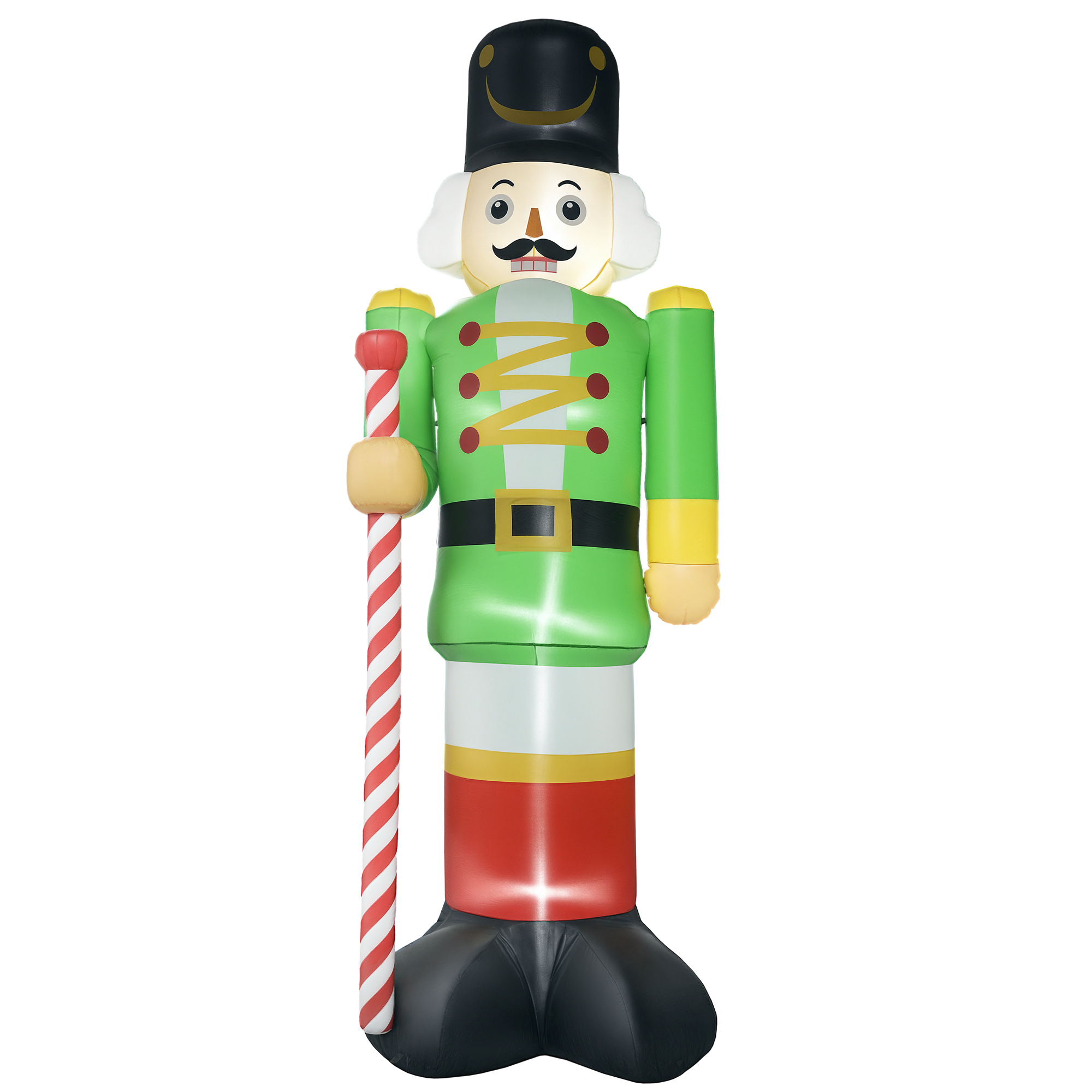 11.8' Inflatable Green Walnut Soldier w/ White LED Lights, Blow-Up Outdoor Display for Party