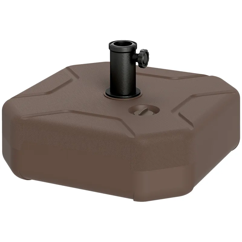 Square Patio Umbrella Base Holder, Heavy Duty Outdoor Umbrella Stand Base, Filled Up to 55lbs with Sand or 44lbs with Water for Garden, Poolside, Brown