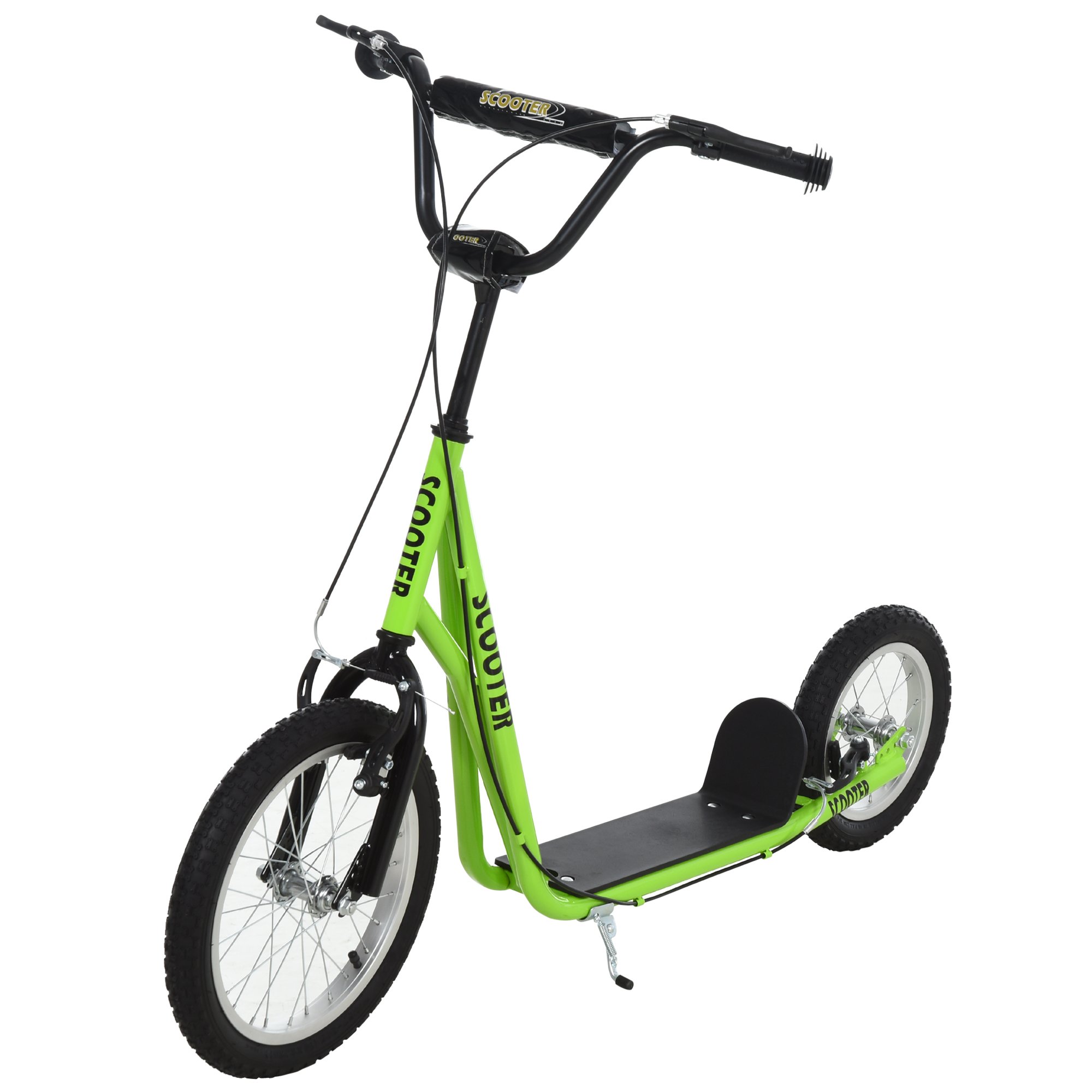 Teens Youth Scooter Ride On Toy with Adjustable Handlebar, Dual Brakes, and Inflatable Wheels For Kids 5+ - Green