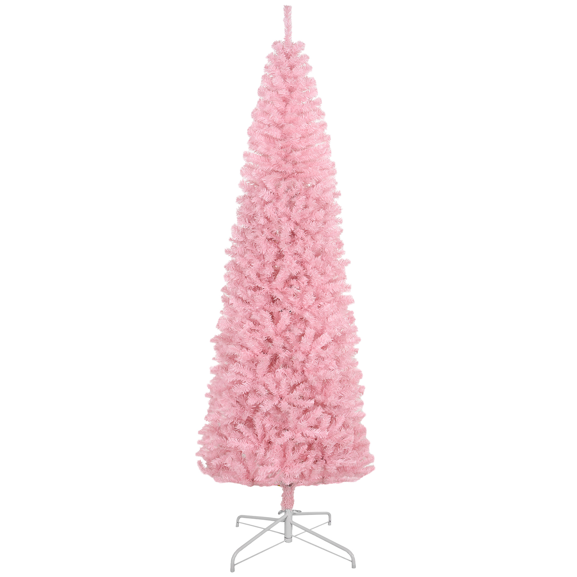 8' Artificial Christmas Tree Douglas Fir Pencil Christmas Tree with 1168 Realistic Branch Tips, Pink