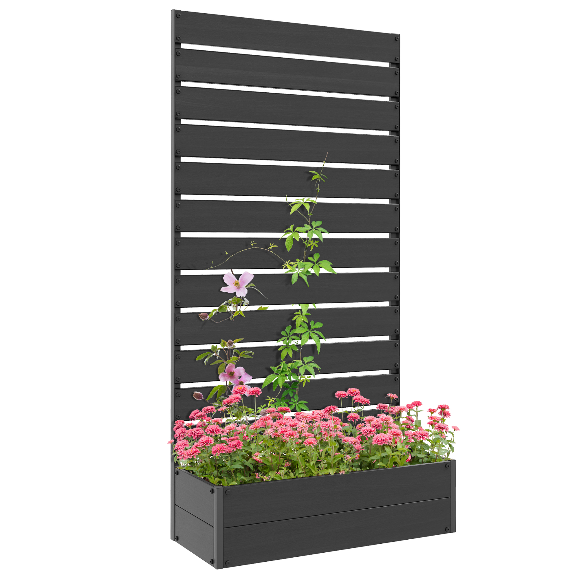 Trellis Planter for Climbing Plants, Raised Garden Bed with Trellis, Planter Box for Outdoor Garden, Black