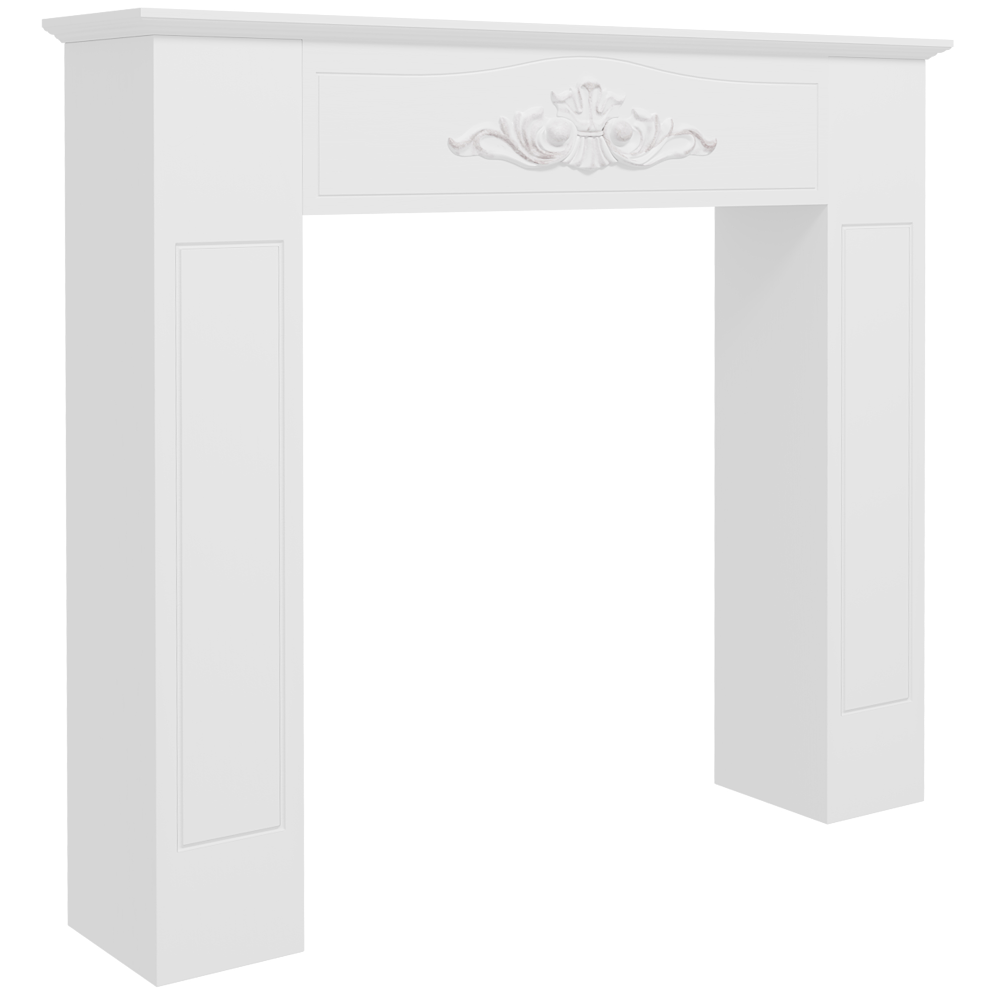 Freestanding Fireplace Surround, Modern Fireplace Mantel with Leg for Electric Fireplaces, 44.7" W x 40" H, White