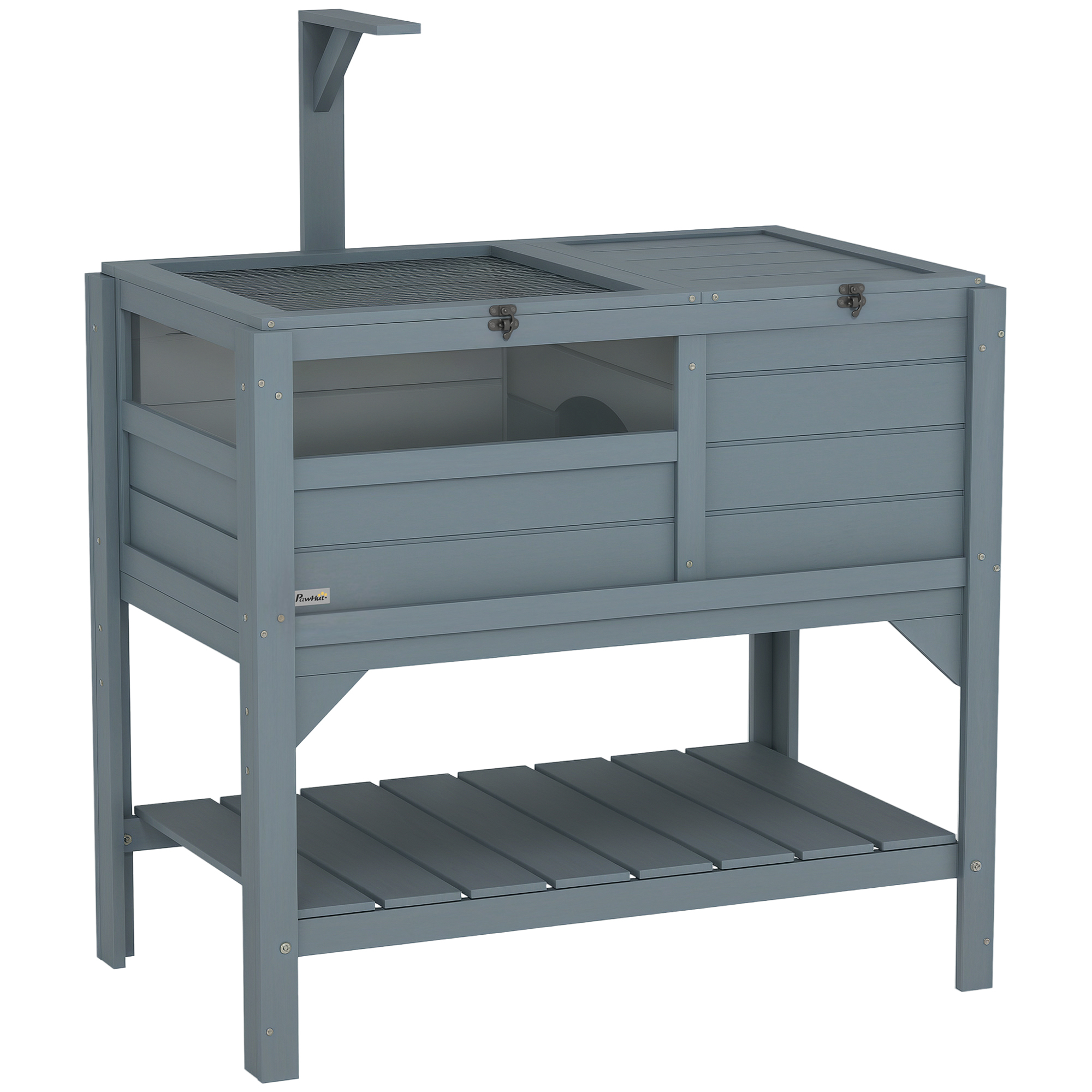 Tortoise Habitat with Shelf Storage Tortoise Gift Accessory with Weather Protection for Indoor, Gray