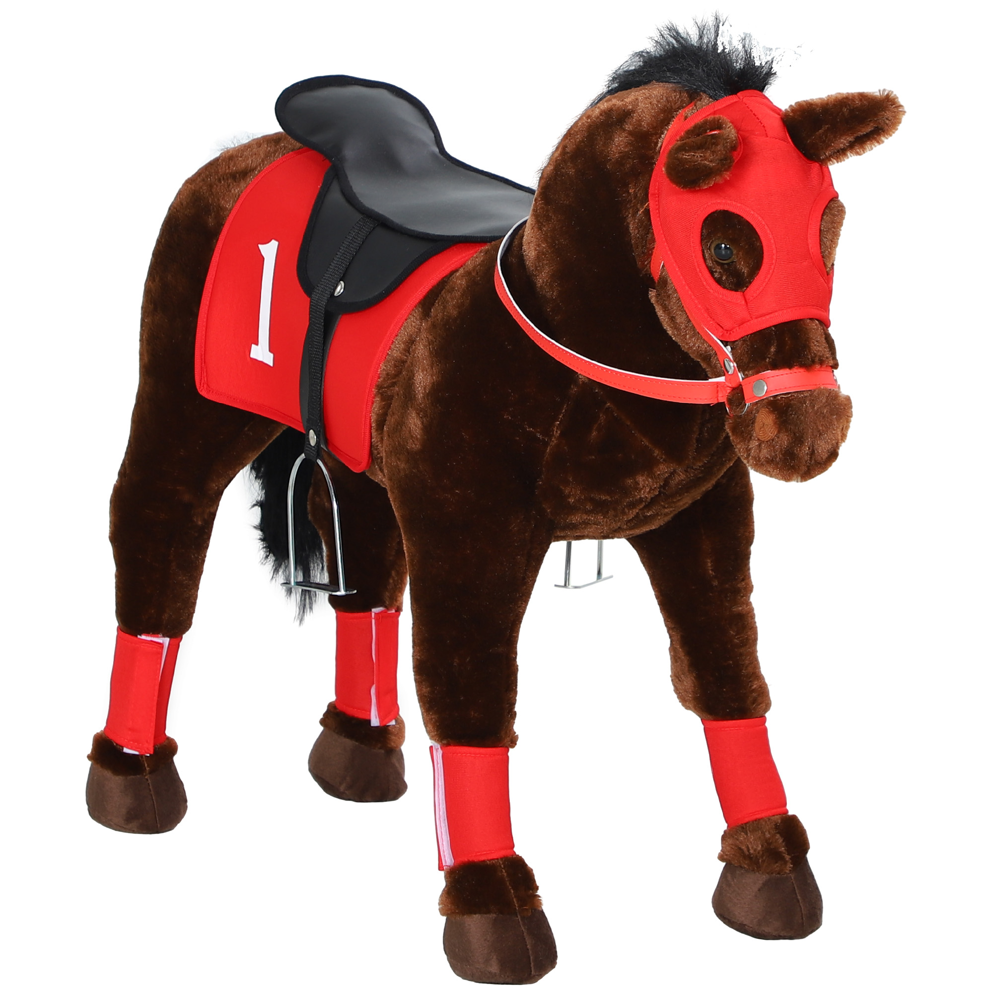 Ride on Horse for Kids 3-8 Years Old w/ Neighing Sound, Saddle & Stirrups
