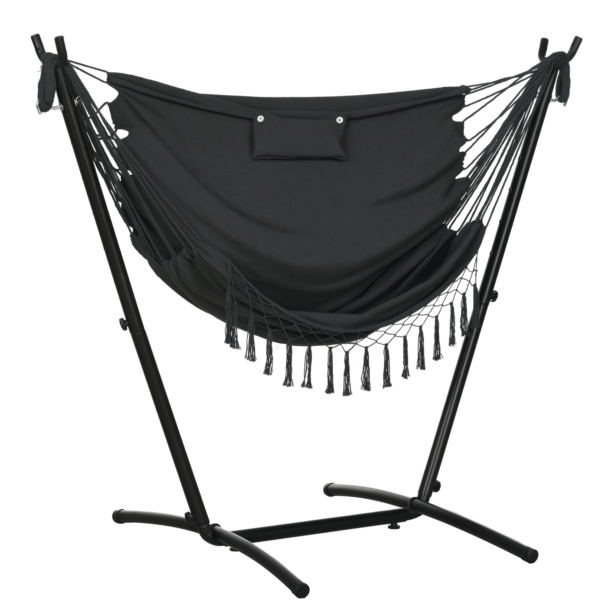U Shape Stand Hammock Chair, Headrest Include Hammock Swing, Dark Gray