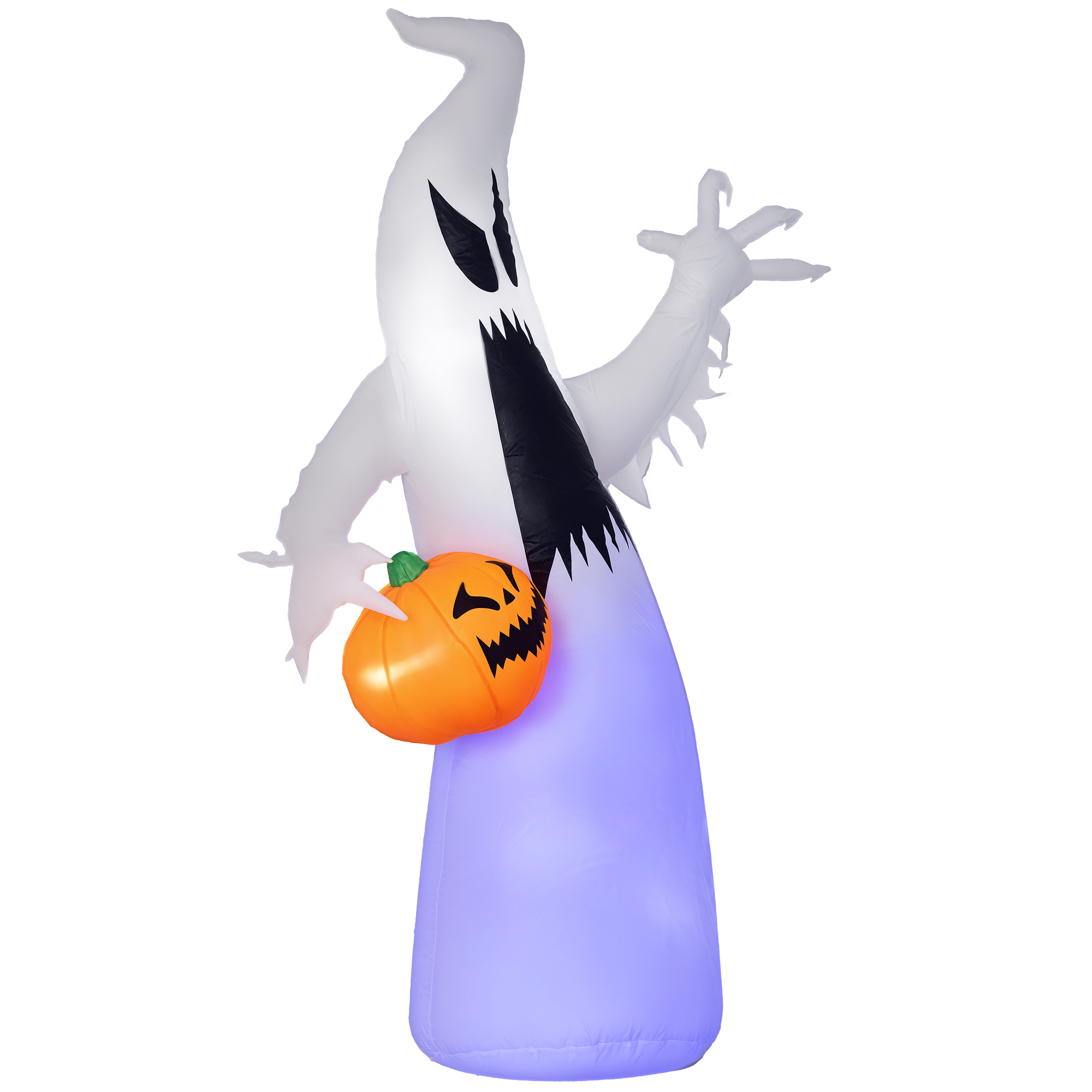 5.9' Halloween LED Yard Decor Ghost with Pumpkin, Blow Up Inflatable Outdoor Decoration, Waterproof