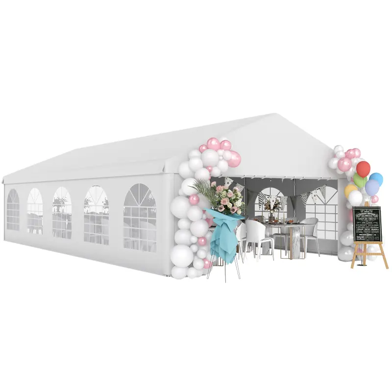 16' x 32' Large Outdoor Carport Canopy Heavy Duty Party/Wedding Tent with Removable Sidewalls - White