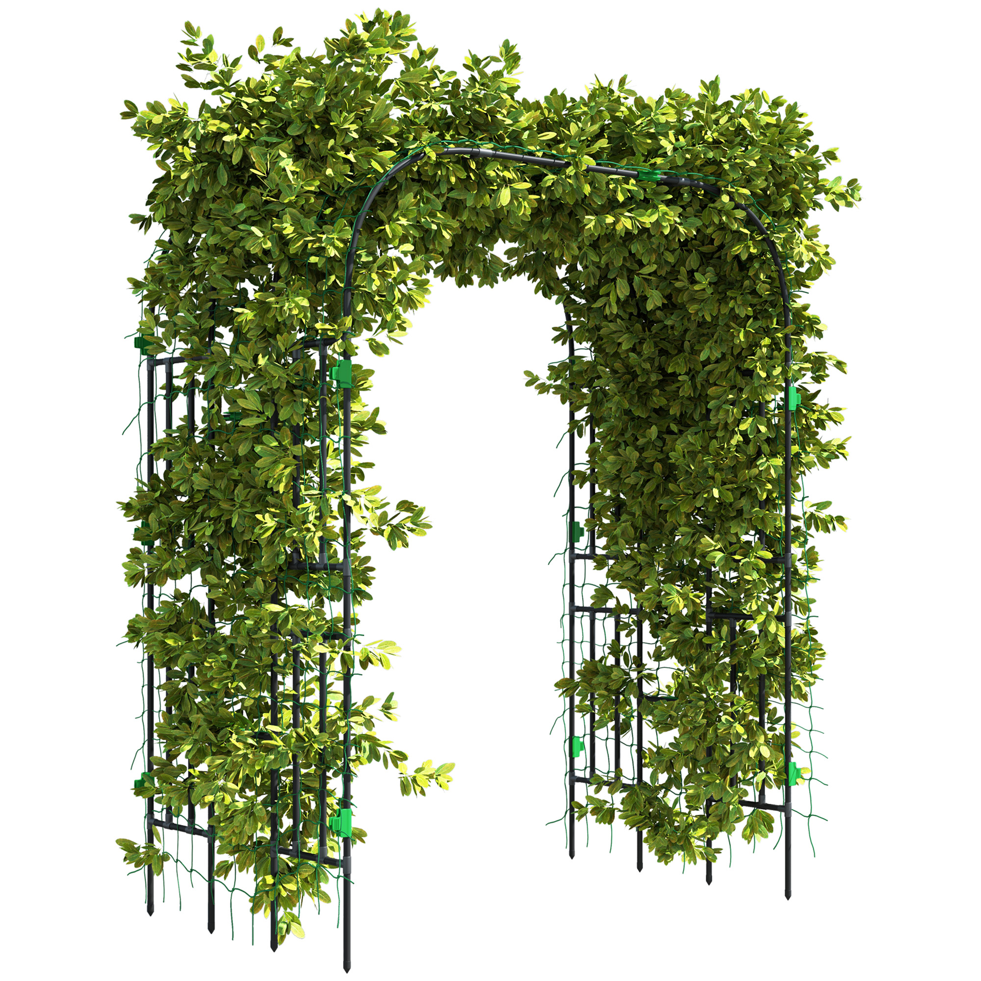 Garden Arch Trellis, 8 FT Tall Metal Plant Trellis Support with Climbing Net, Cucumber Trellis for Climbing Plants