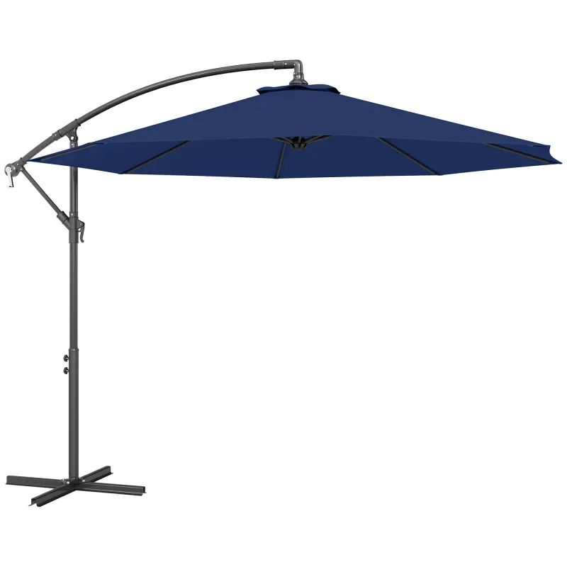 10' Cantilever Tilt Offset Patio Umbrella w/ UV & Water Safe Material & Cross Base (Weight Not Included), Navy Blue