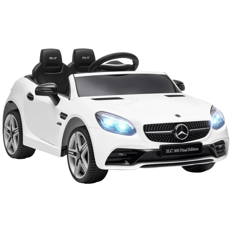 Mercedes SLC 300 Licensed Kids Electric Car with Remote Control, 12V Battery Powered Kids Ride on Car with Music, Lights, Suspension for 3-6 Years Old, White