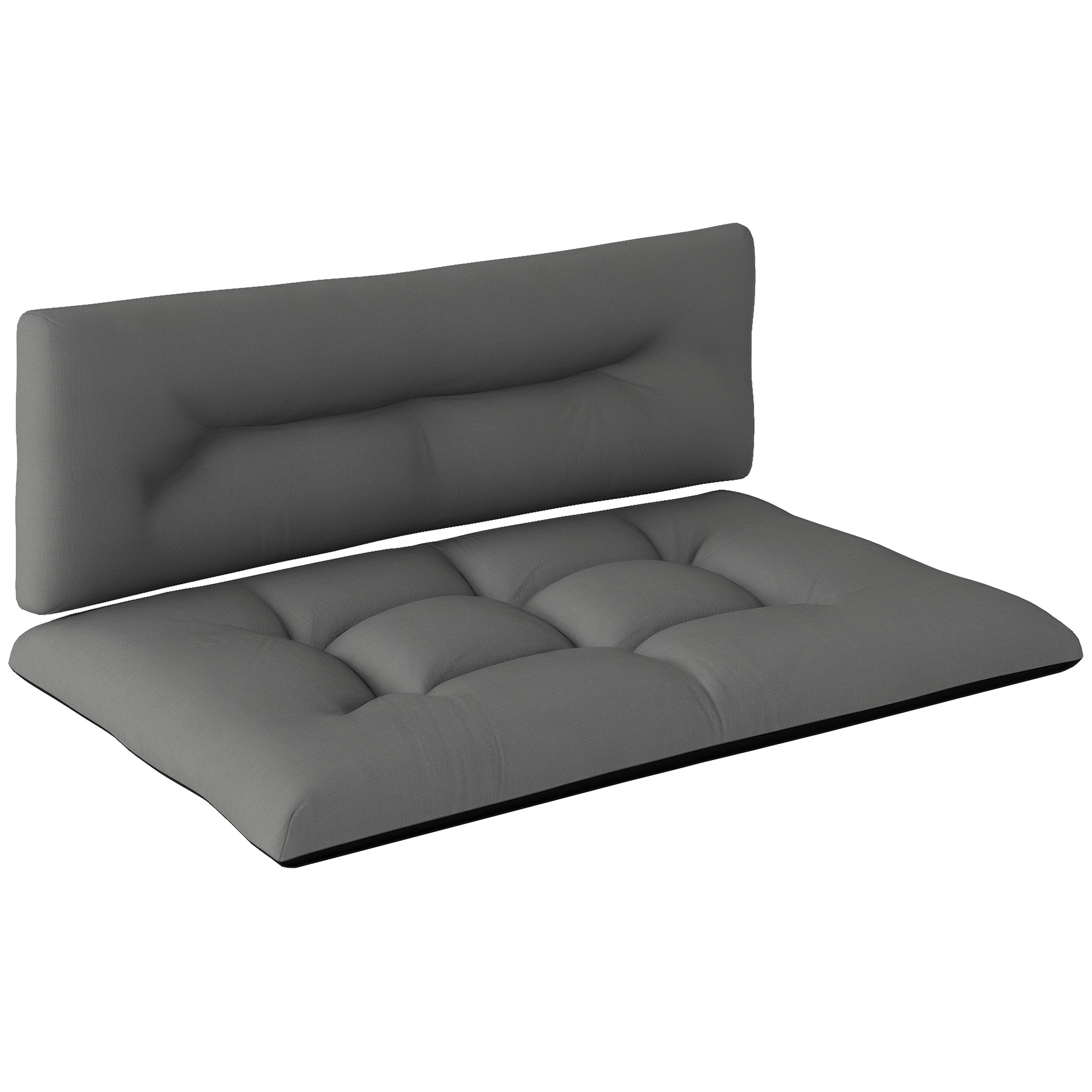  2 Seater Pallet Cushions Outdoor 3.9" Thick Replacement Cushions - Tufted Design for Garden, Patio, Black