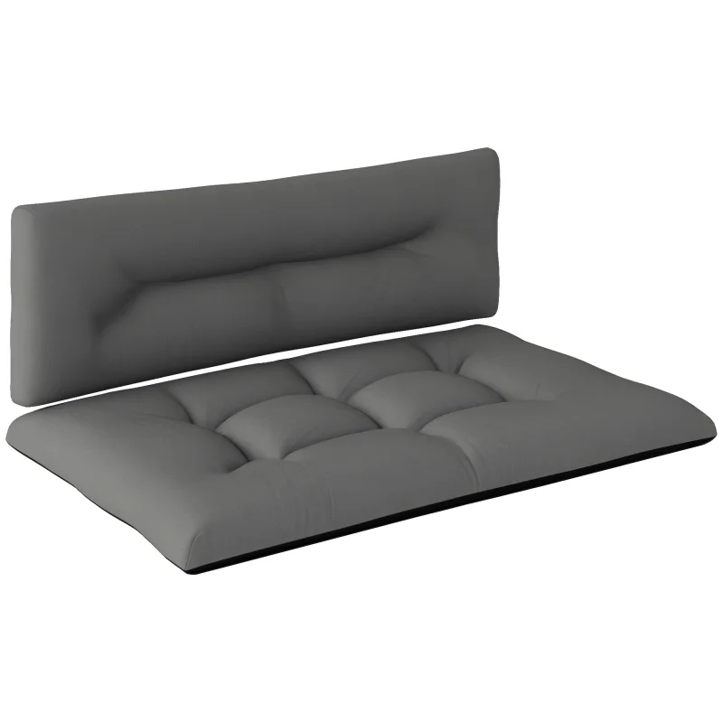  2 Seater Pallet Cushions Outdoor 3.9" Thick Replacement Cushions - Tufted Design for Garden, Patio, Black