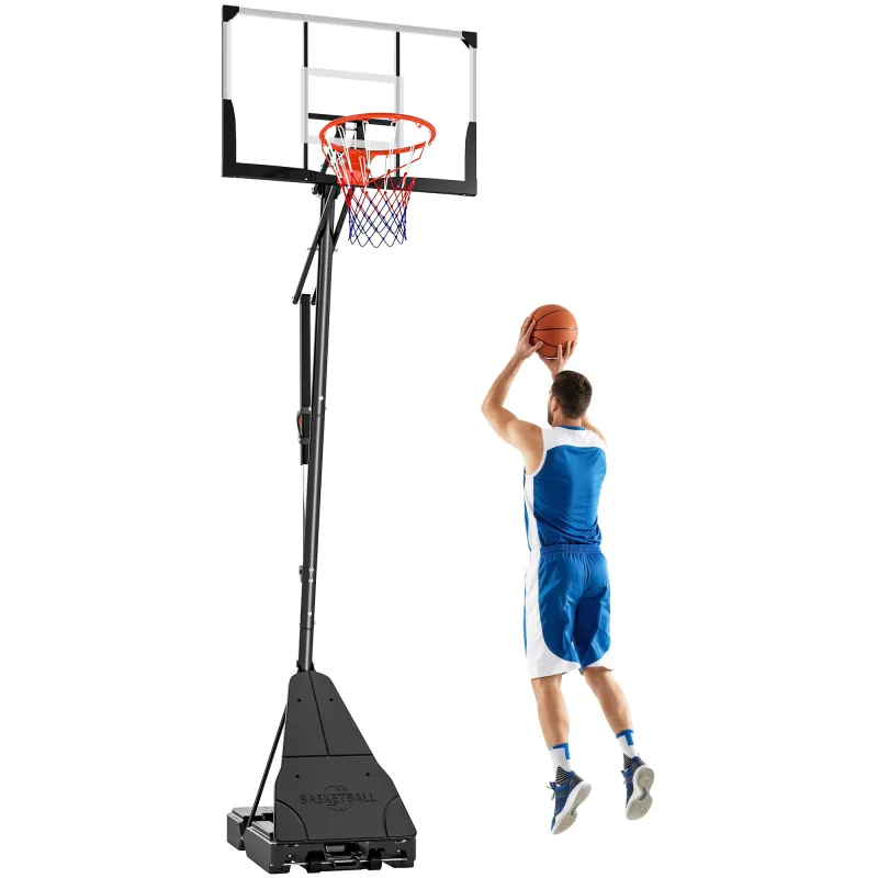 Portable Basketball Hoop Outdoor, 8-10ft Adjustable Basketball Goal, 47 Inch Shatterproof Backboard, Action Grip