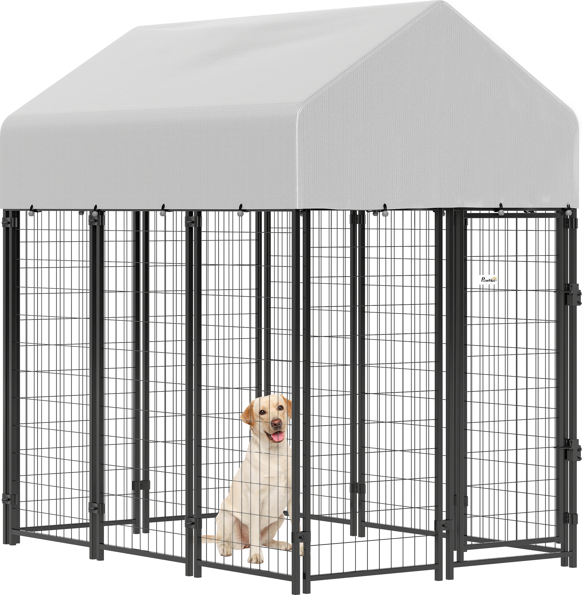 Outdoor Dog Kennel with Roof, 6' x 4' x 6' Heavy Duty Welded Wire Dog Playpen Enclosure with Escape-proof Lock