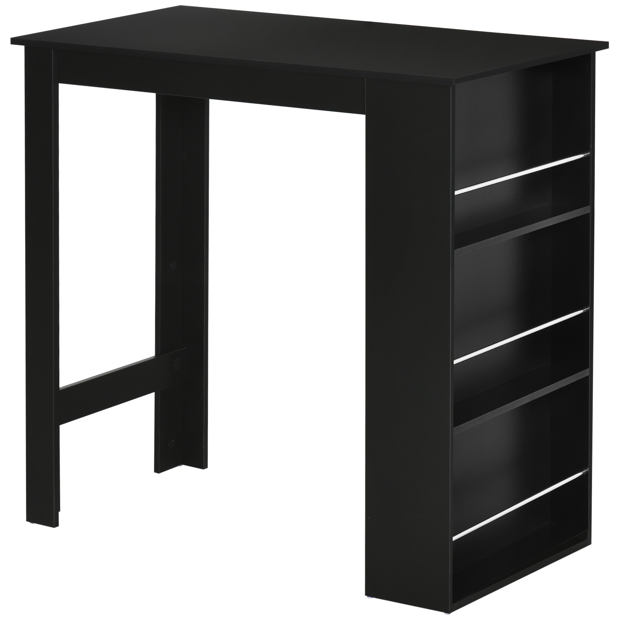 Modern Bar Table Counter Height Dining Table with 3 Storage Shelves for Kitchen, Dining Room, Living Room, Black