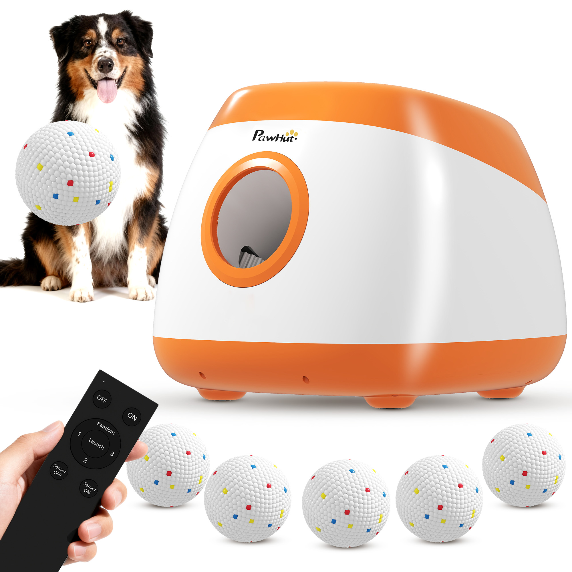 Automatic Dog Ball Launcher with 26-80 FT Distance, Automatic Ball Launcher for Medium and Large Dogs, Orange