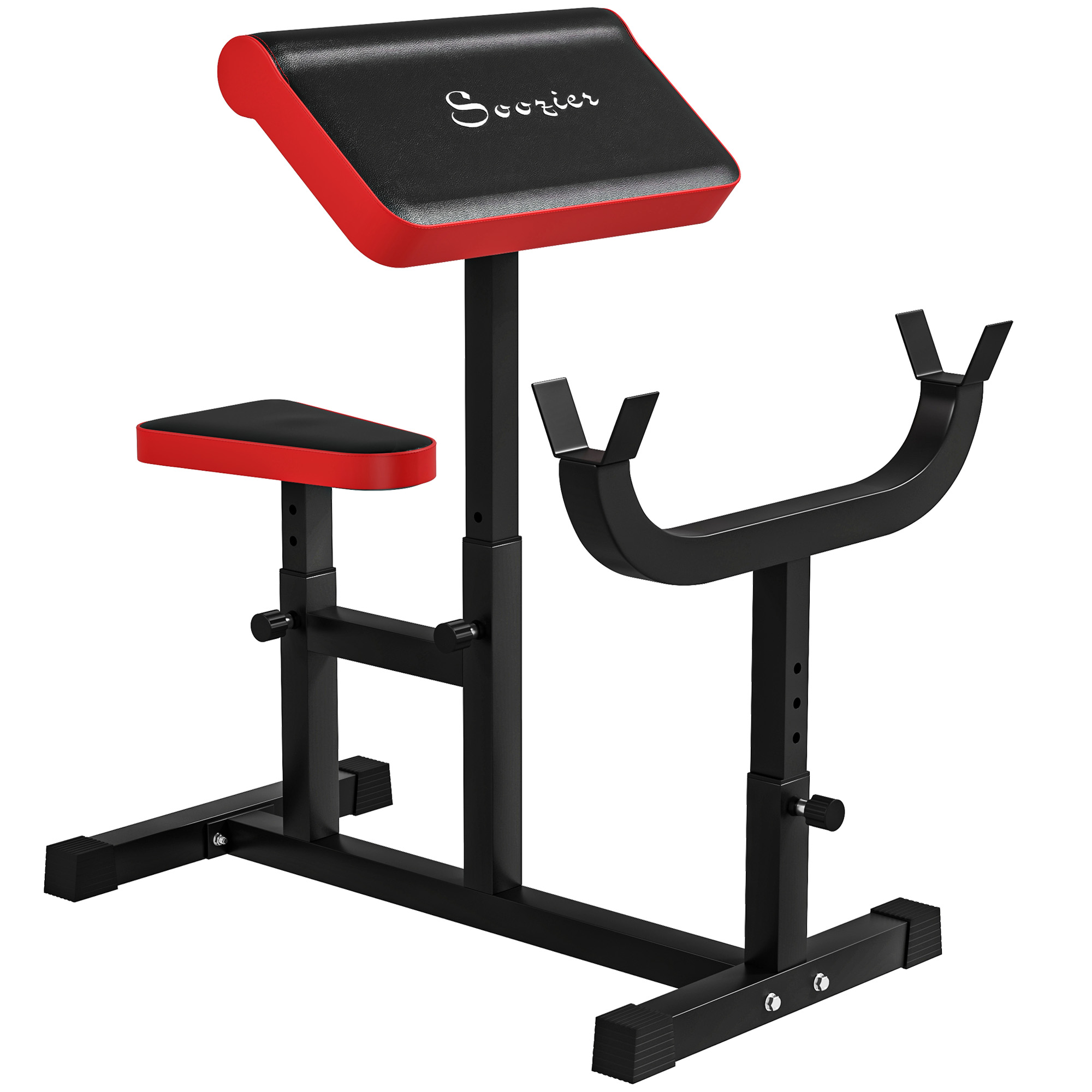 265 LBS Preacher Curl Bench for Strength Training, Adjustable Seated Arm Isolated Barbell Dumbbell Bicep Station, Black