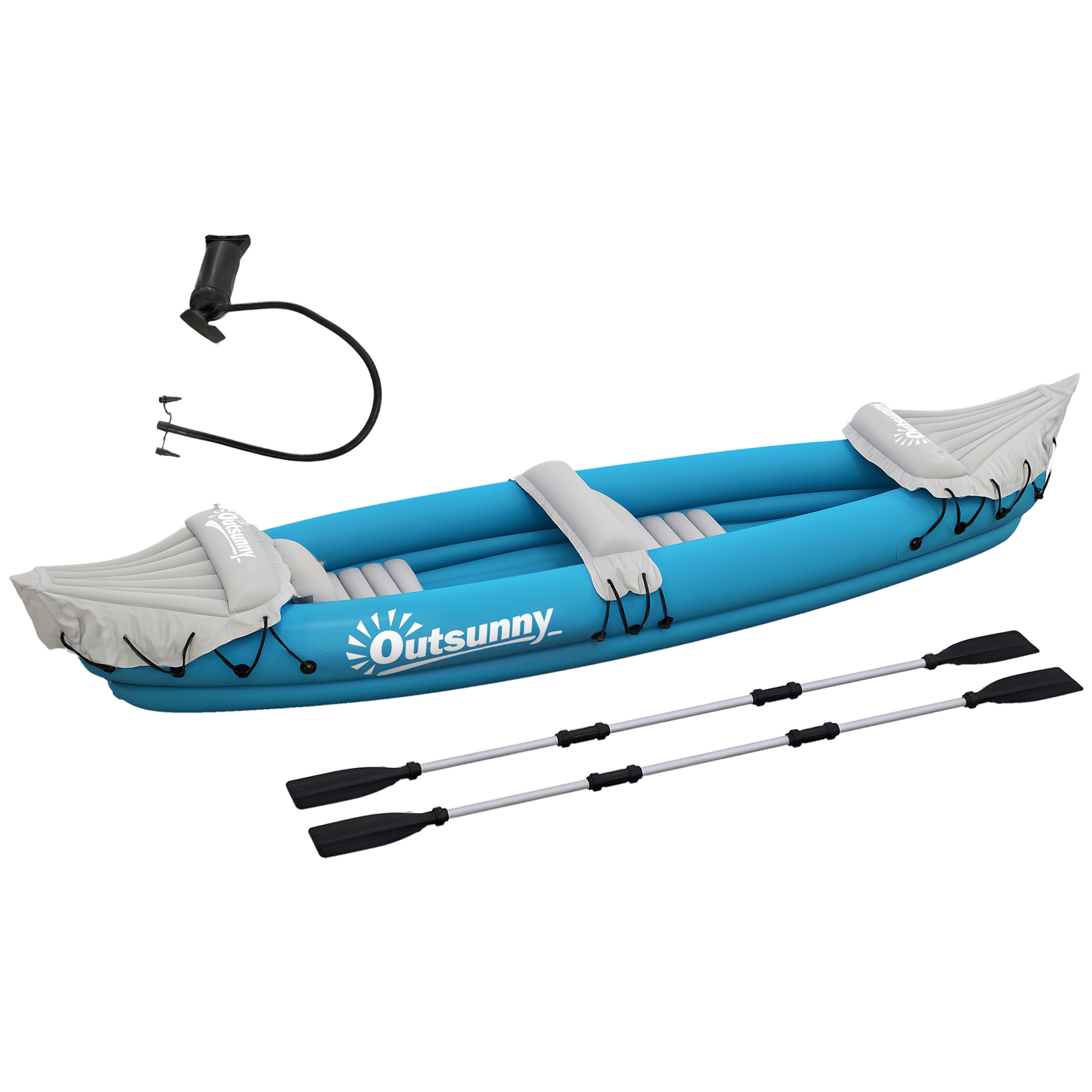 K2 Kayak, 2 Person Inflatable Kayak, Includes Paddles, Aluminum Oars, Repair Kit, Portable Tandem Blow Up Boat, Blue