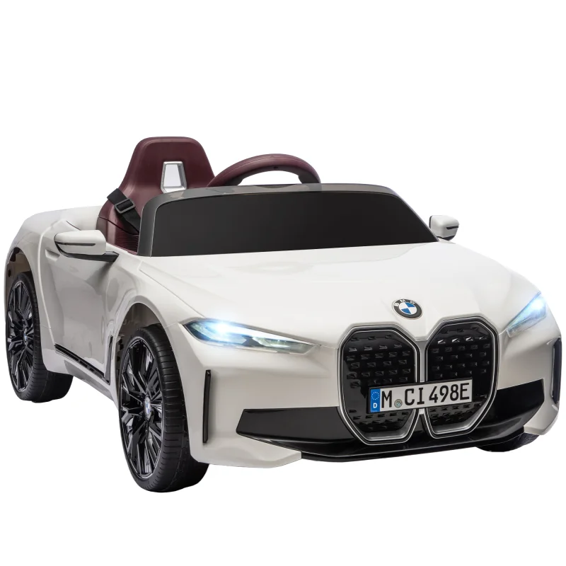 12V Electric Car for Kids with 2.4G Remote Control, Suspension, White