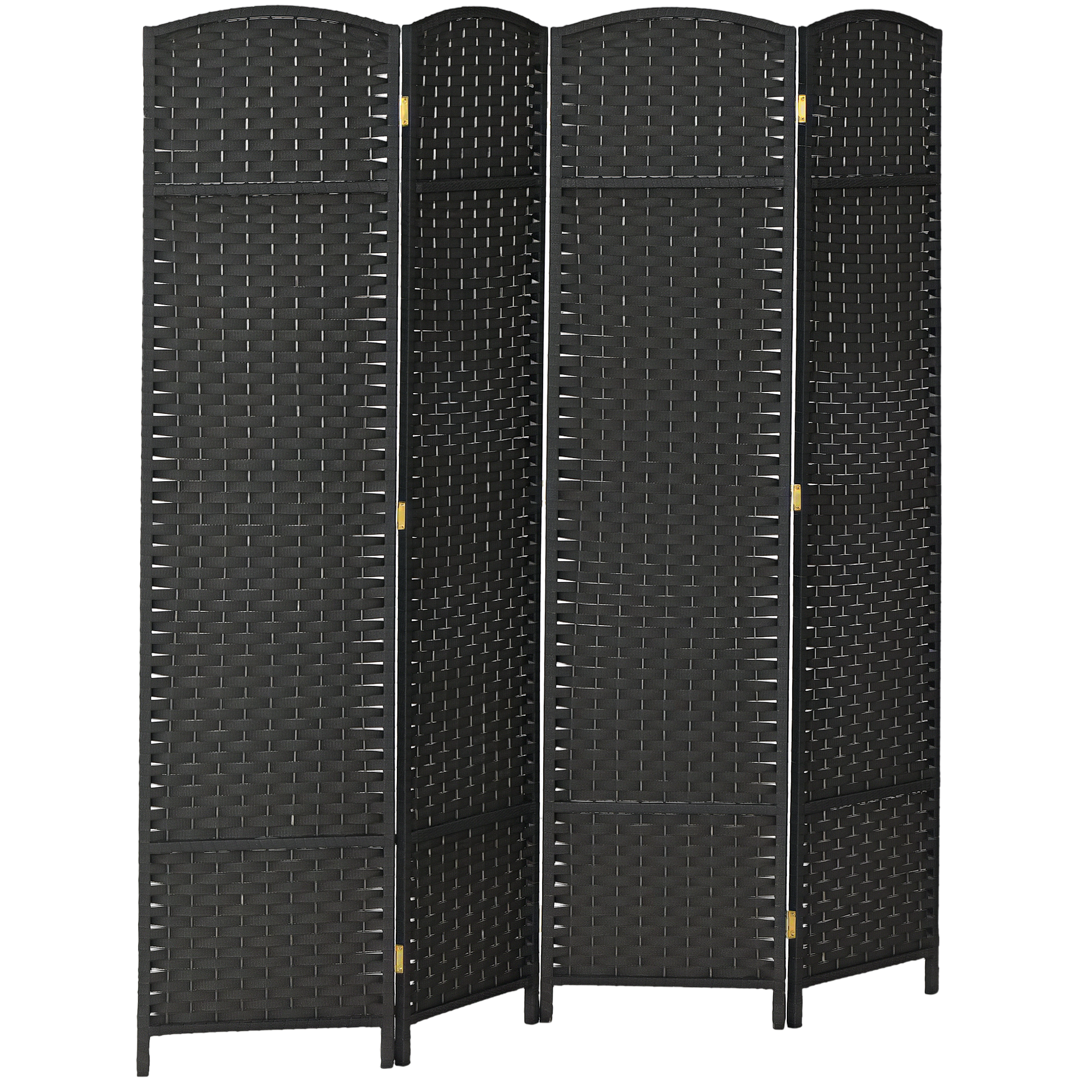 Folding Room Divider Screen 4 Panel 5.6 ' Tall Privacy Screen Freestanding Room Partition for Home Office, Black