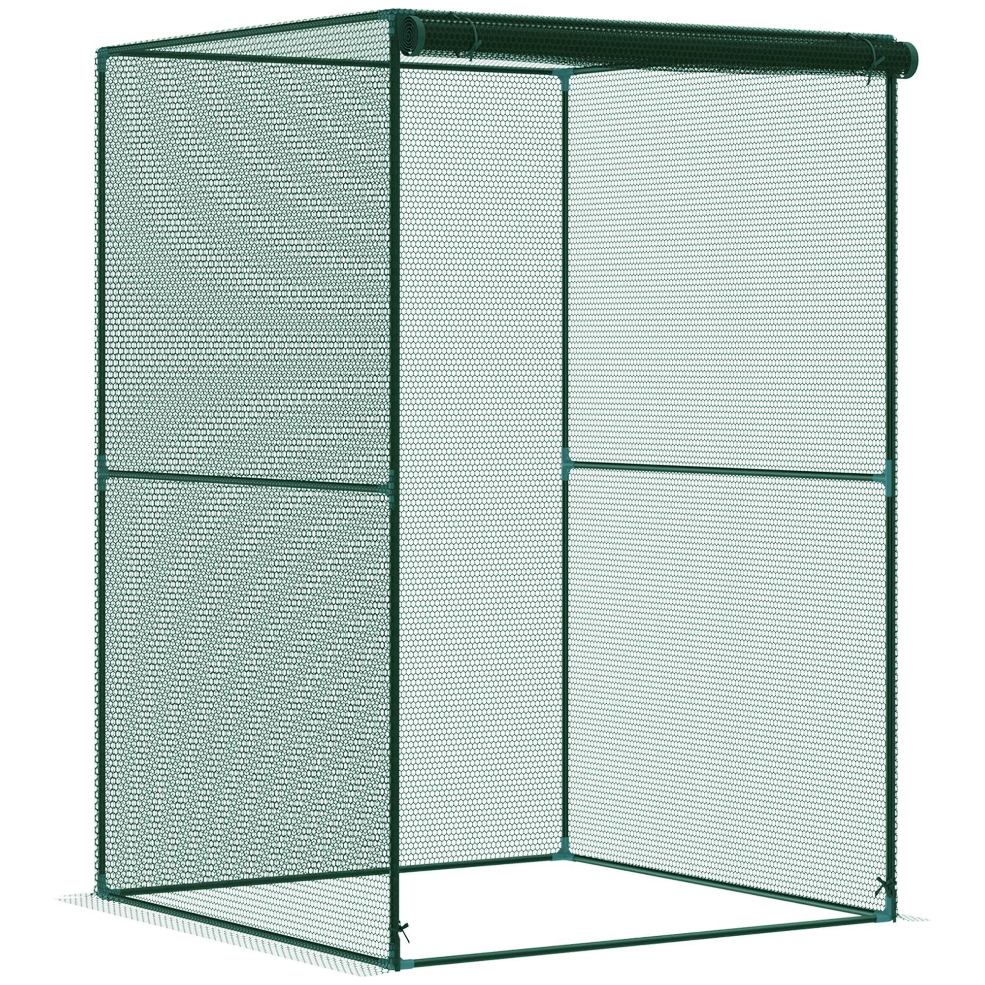 Walk-in Crop Cage, Plant Protectors from Animals with Roll Up Zippered Door, 3.9' x 3.9' x 5.9', Dark Green