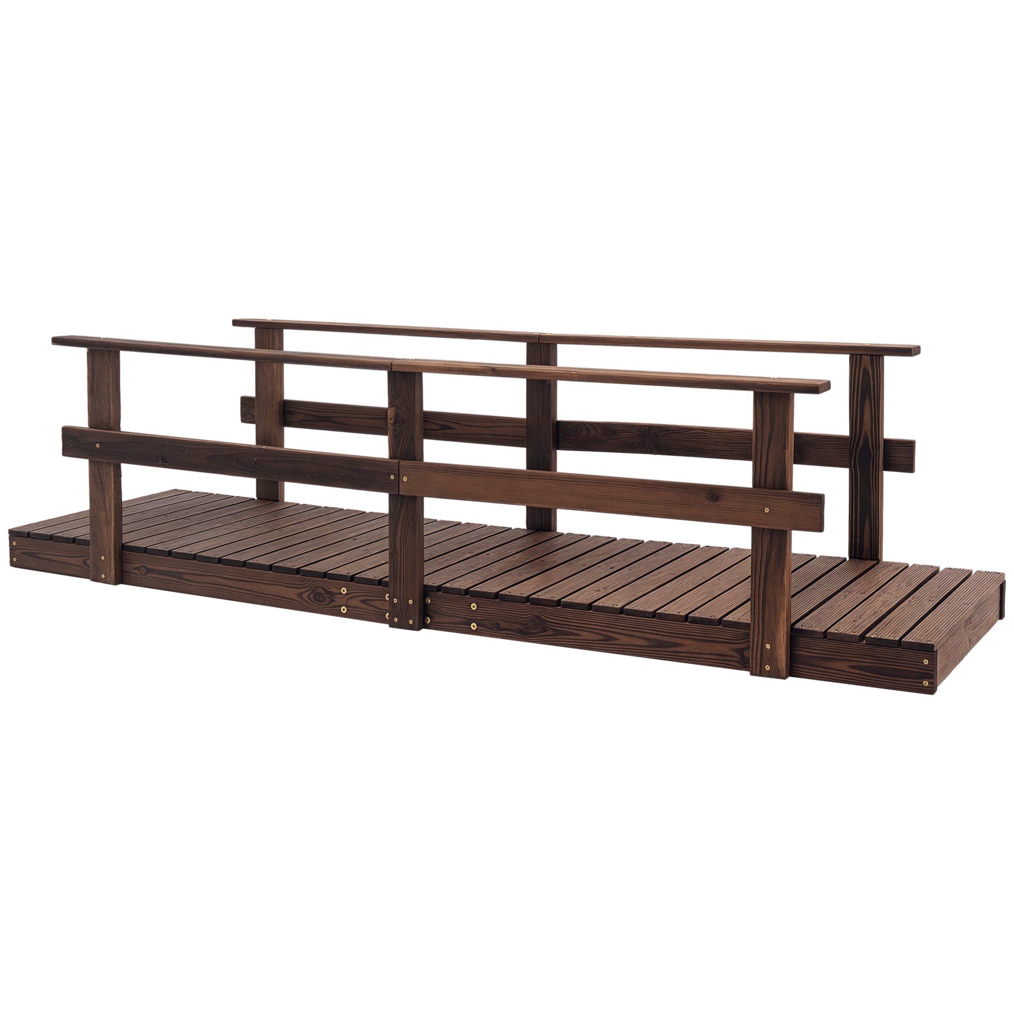 7' Garden Bridge Wooden Footbridge for Backyard Ponds, Creeks, Streams, Strained Finish