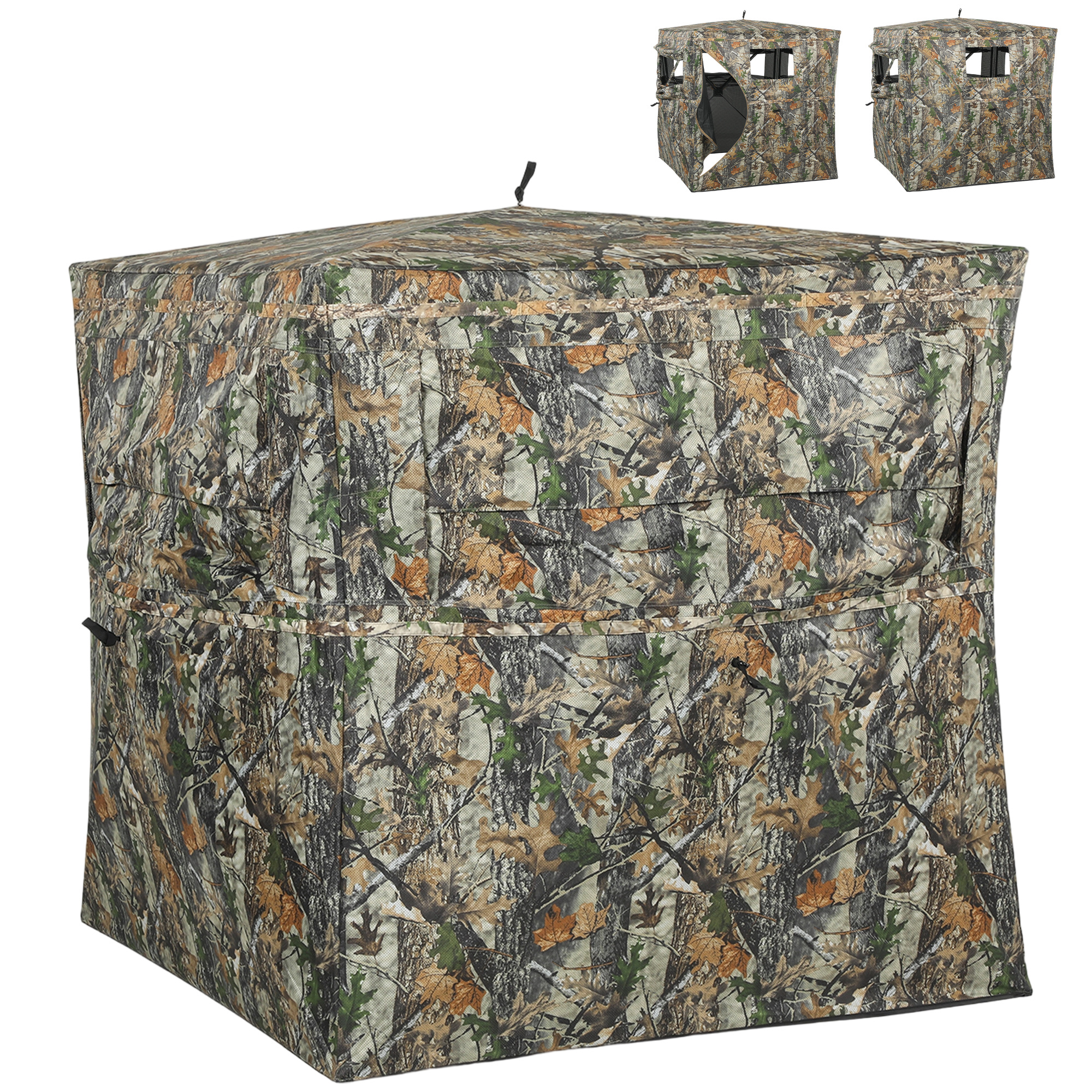 Hunting Blind for 2 Person, See Through Pop Up Blind with 270-Degree View, Windows for Deer Hunting, Camouflage