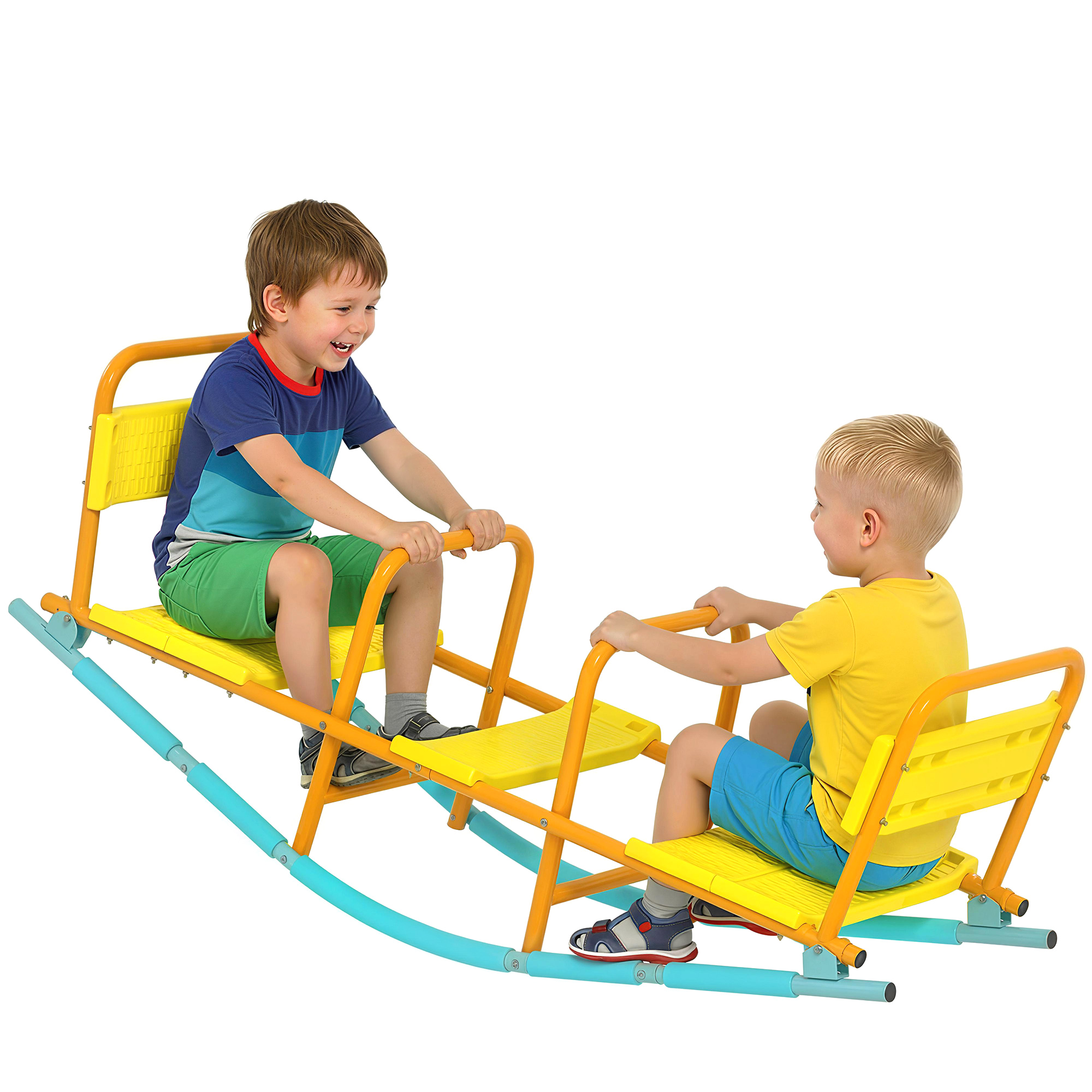 Teeter Totter Seesaw for Kids, 2 in 1 Metal Rocking Seesaw for Toddlers Age 3-8, Playground Equipment for Backyard