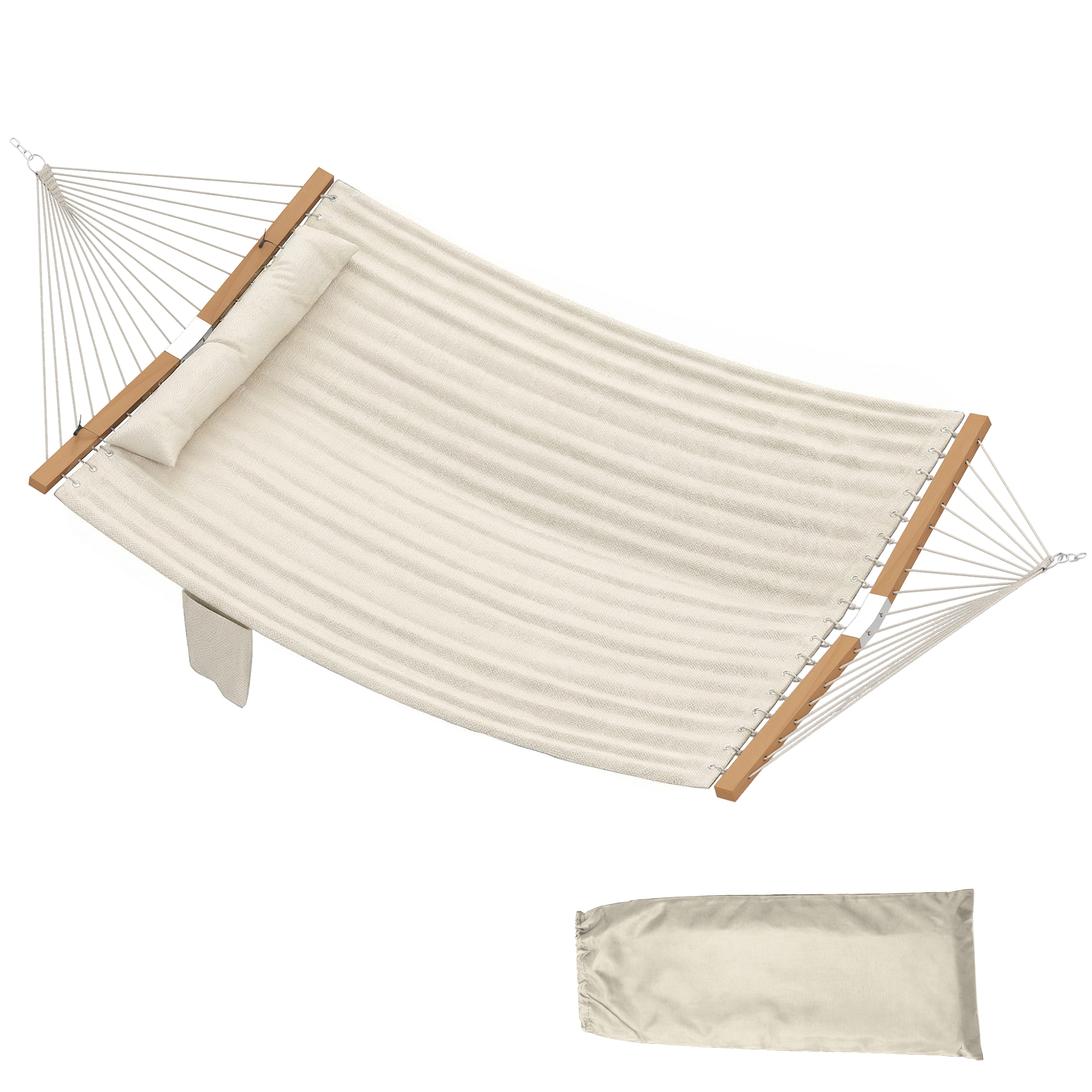 Outdoor Hammock 2-Person, with Pillow & Pad, 440 lbs Capacity, Cream White
