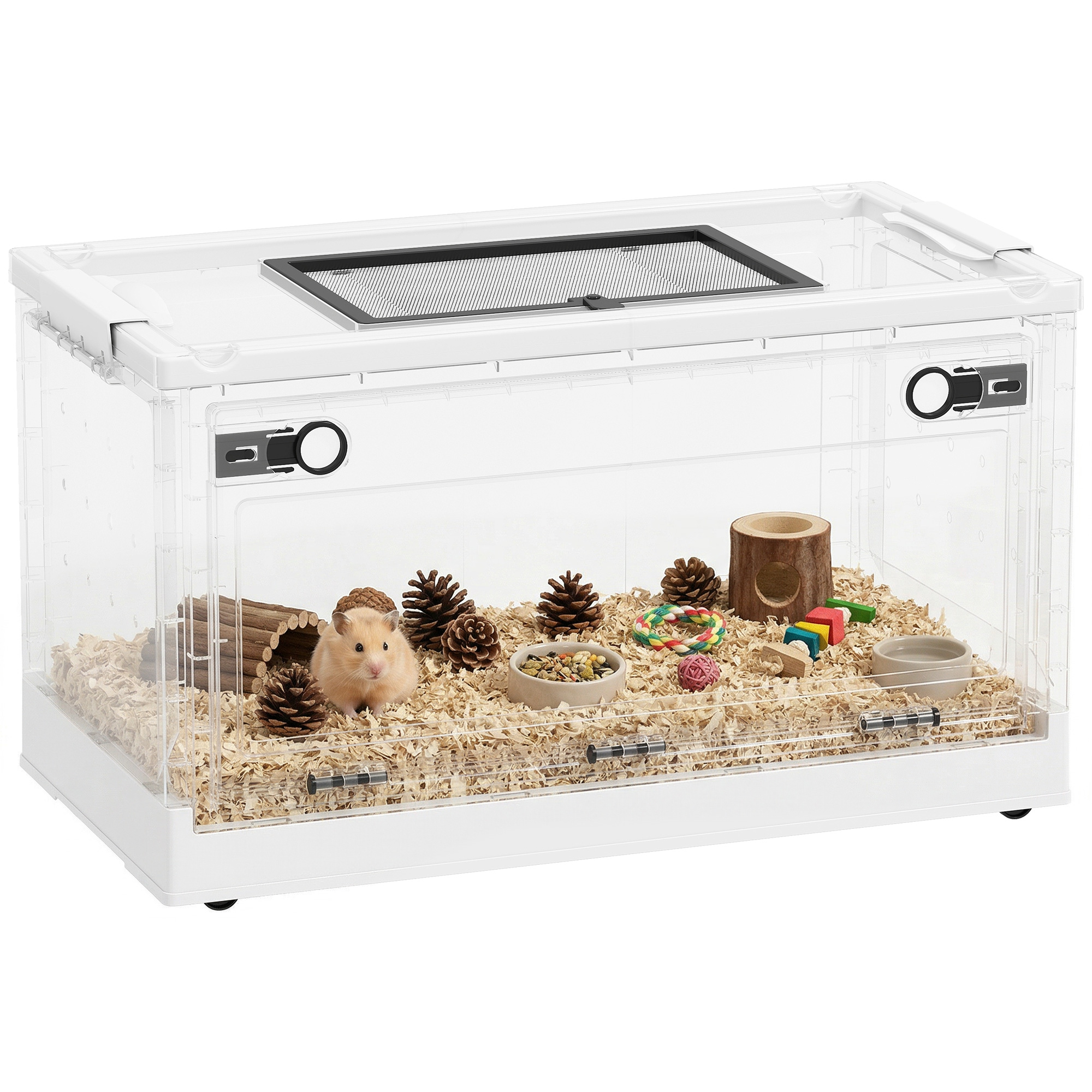 Hamster Cage, Stackable Gebril Cage with Front Door, Ventilated Small Animal Habitat for Dwarf Hamsters, Gerbils, Mice