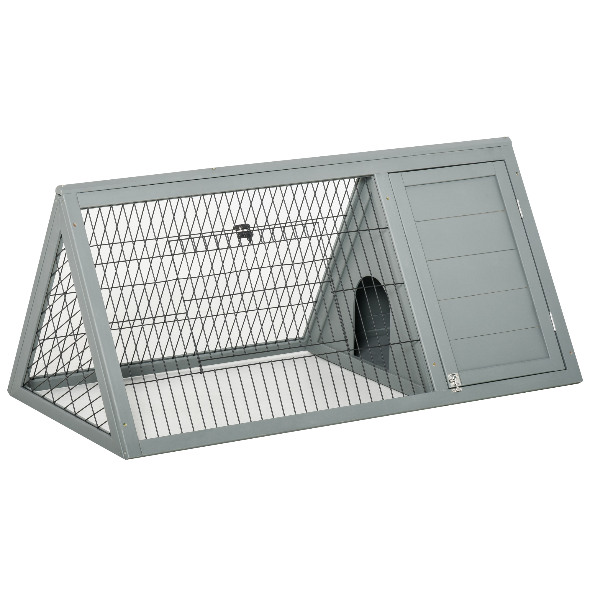 Rabbit Hutch Outdoor, Wooden Chicken Coop with Run, Outdoor Small Animal Cage for Rabbit, Small Duck and Chicken, for Garden, Backyard, Farms, 46" x 24.5" x 21", Light Gray