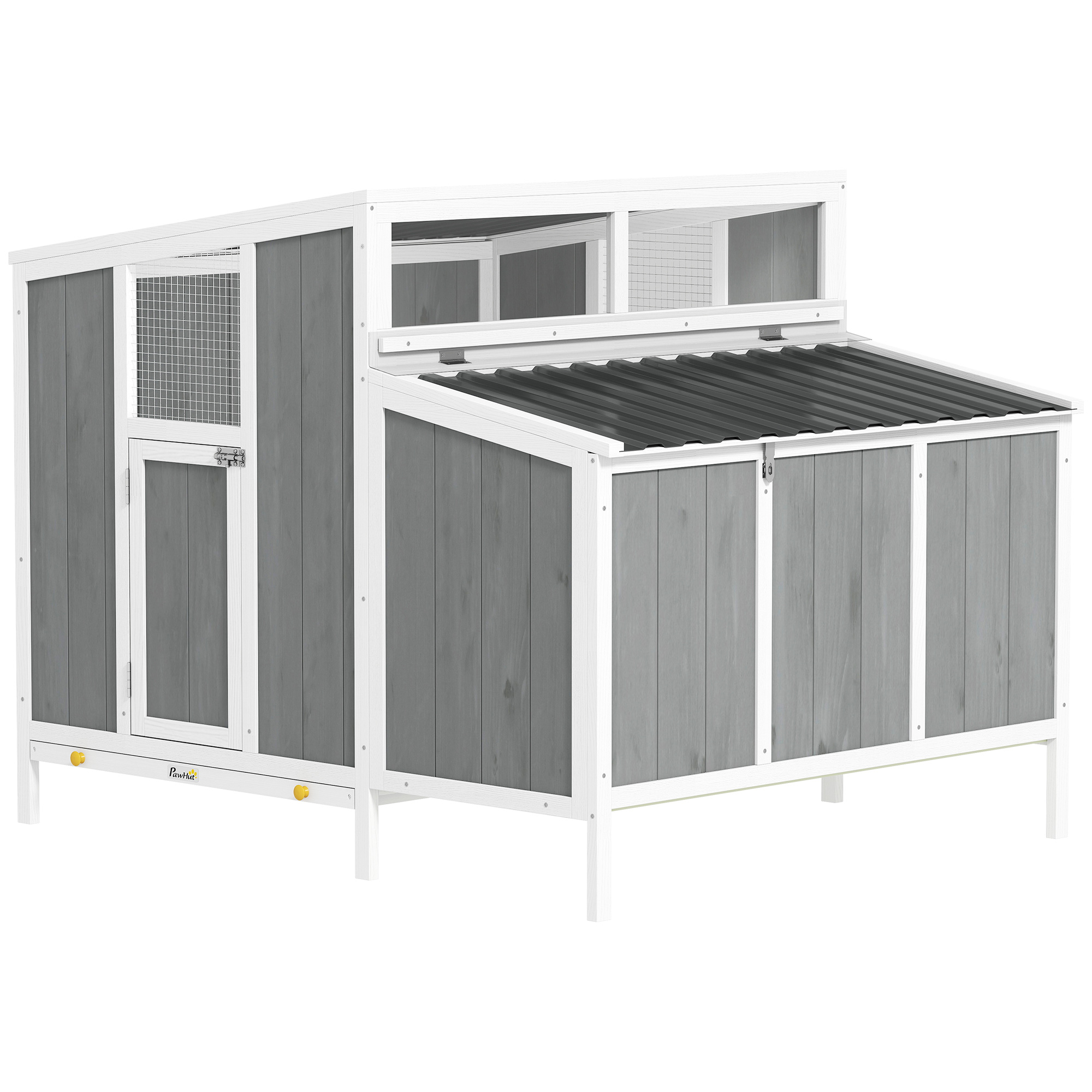 Chicken Coop, Wooden Chicken House for 4-6 Hens, Outdoor Hen House with Nesting Box, Pull-Out Tray and Weatherproof Roof