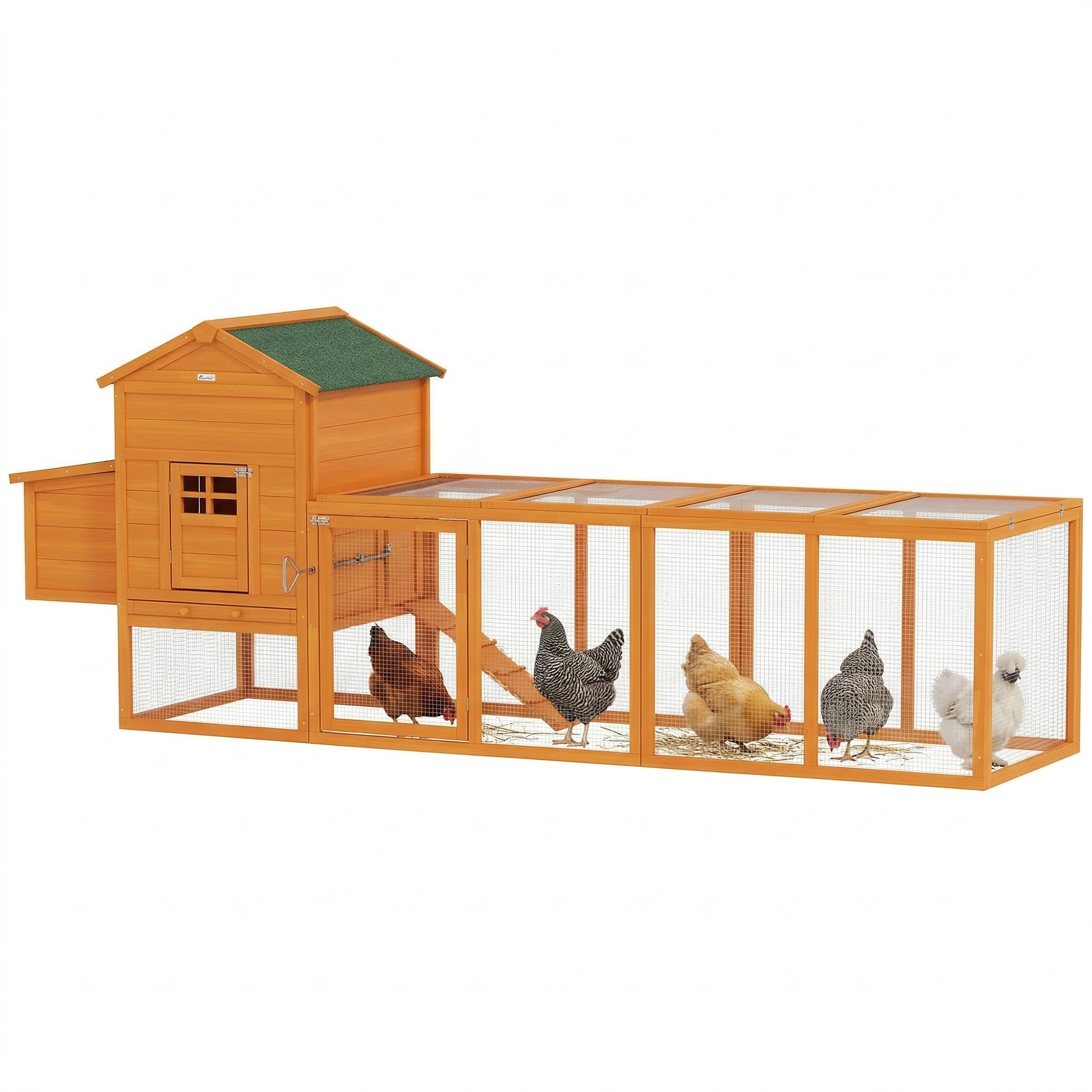 Extra Large Run Included Chicken Coop with Removable Tray Orange