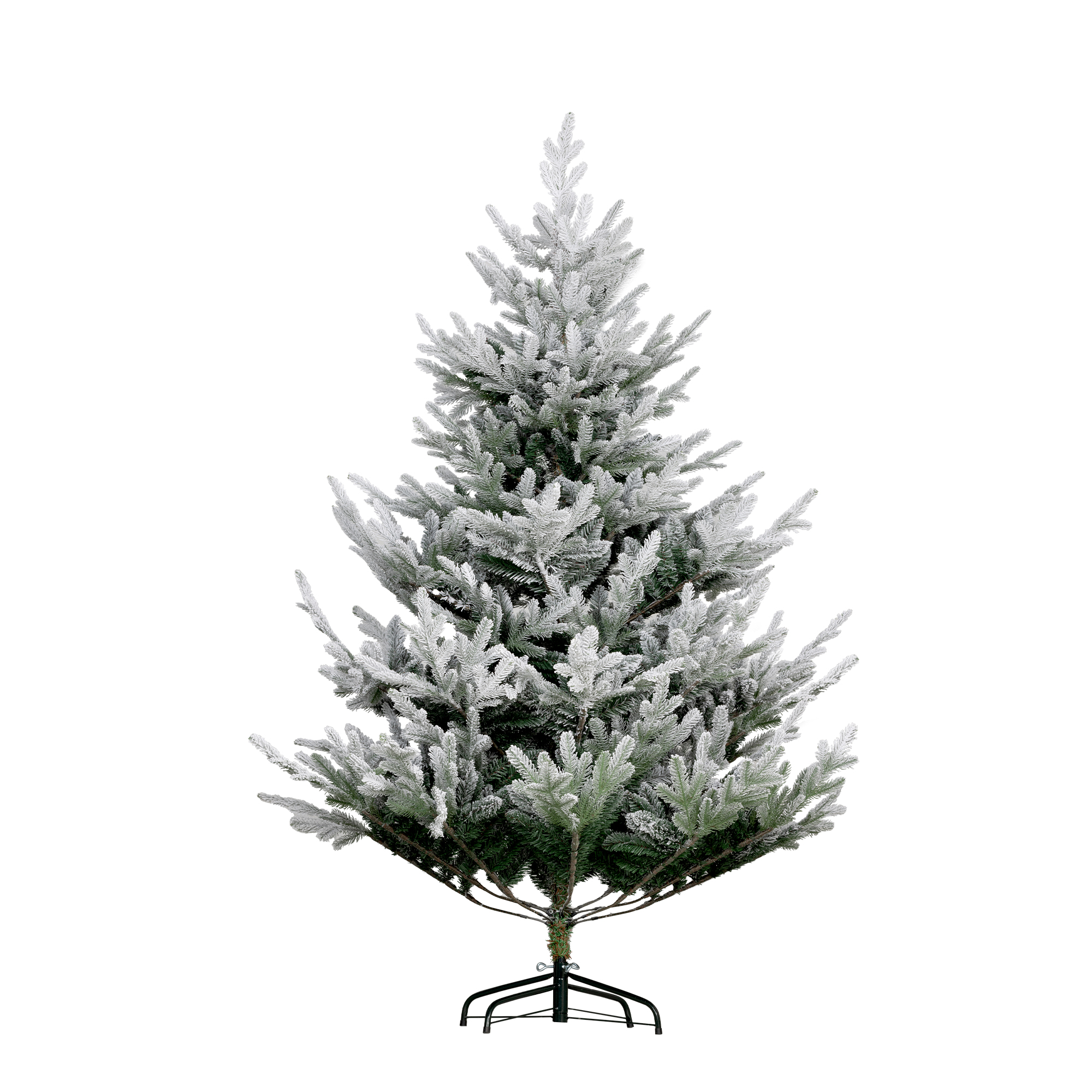 6 FT Artificial Christmas Tree, Flocked Hinged Xmas Tree with 795 Tips, Steel Base, Auto Open, Green
