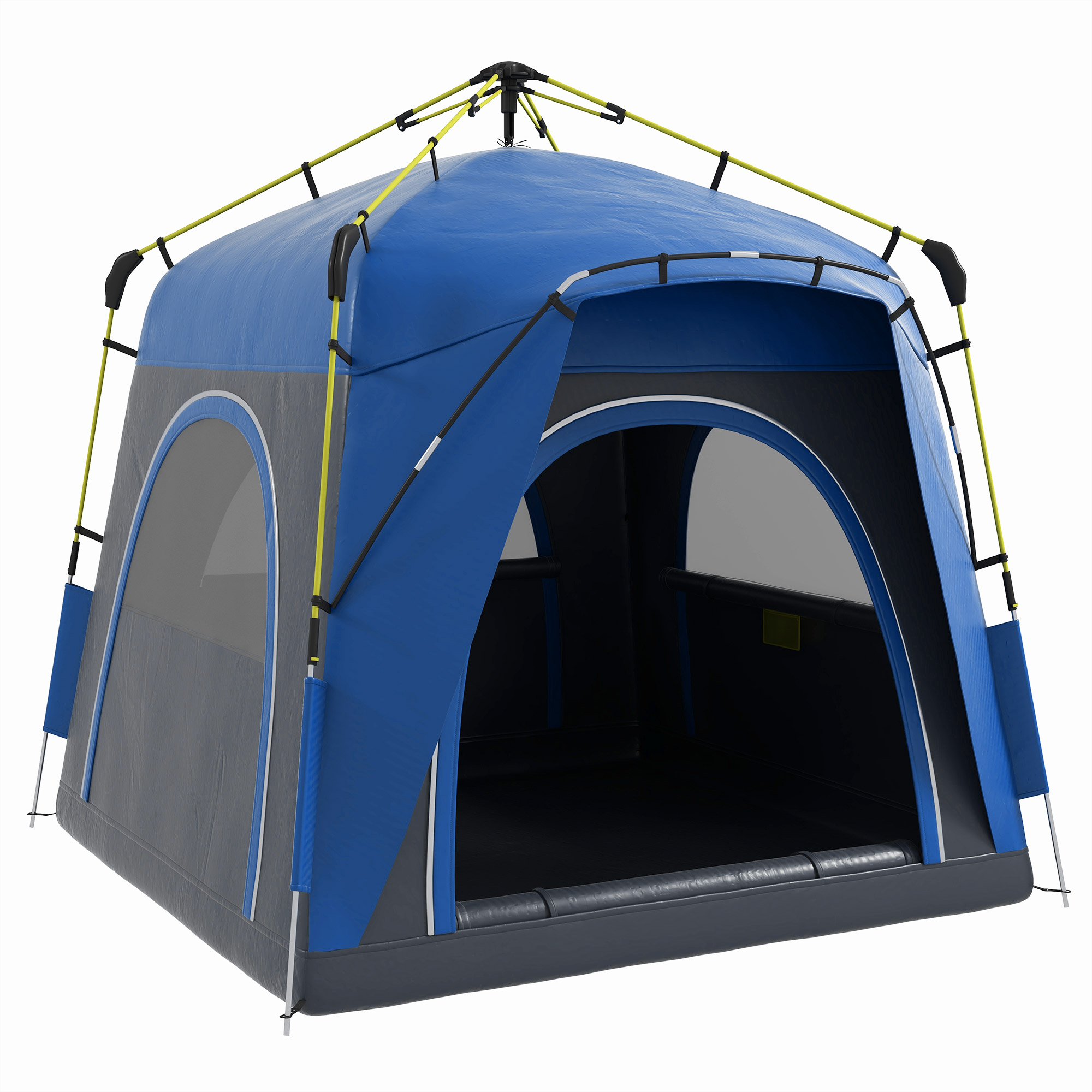 3 Person Pop Up Camping Tent Quick Setup Automatic Hydraulic Family Travel Tent w/ Windows Doors Carry Bag, Blue