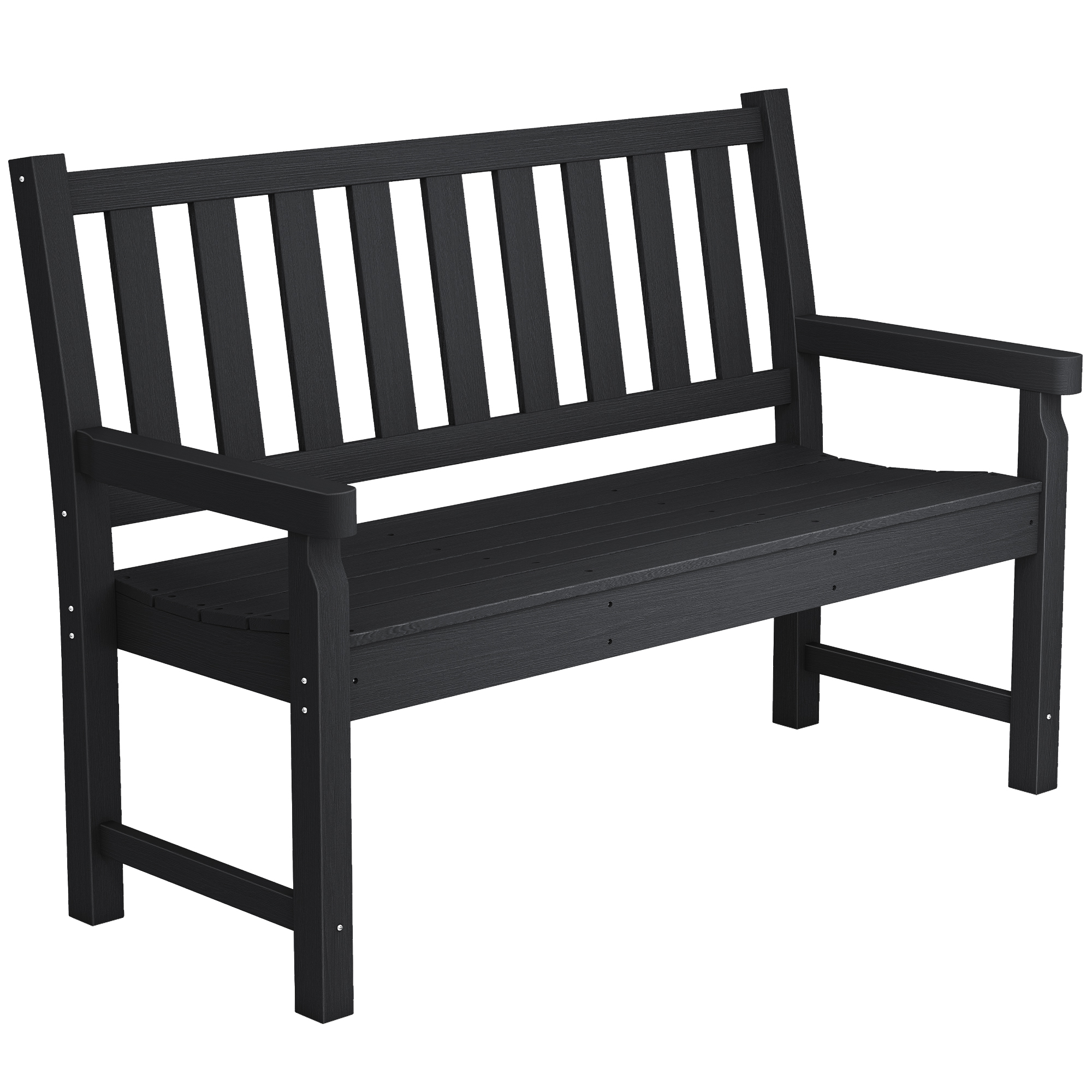 2-Person Garden Bench, HDPE Outdoor Bench with 530 lbs Capacity, Curved Seat for Backyard, Park, Porch, Lawn, Black