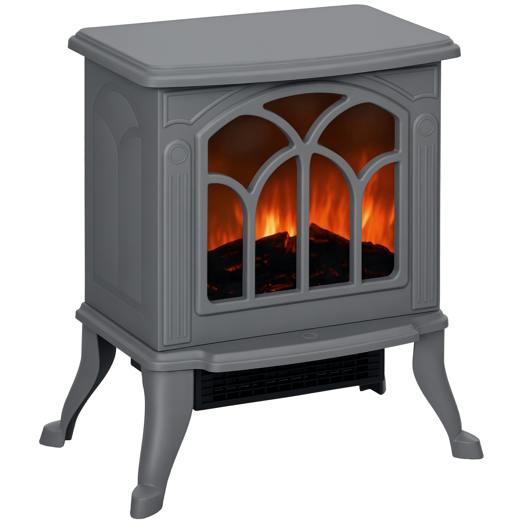 Electric Fireplace Heater, Freestanding Fireplace Stove with Realistic Logs and Flame Effect, 750W/1500W, Gray