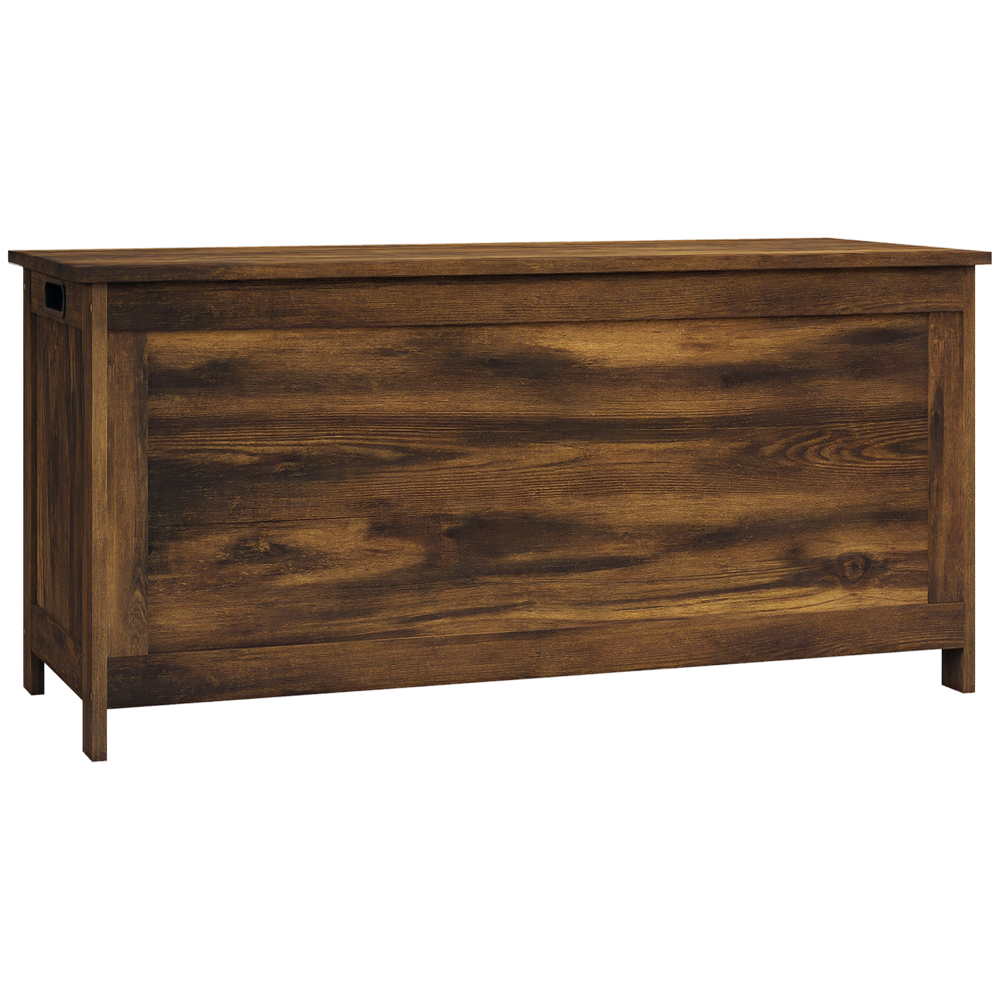 39.4" Storage Trunk w/ 2 Safety Hinges, Wooden Storage Bench w/ Side Handles, Storage Chest for Playroom, Rustic Brown