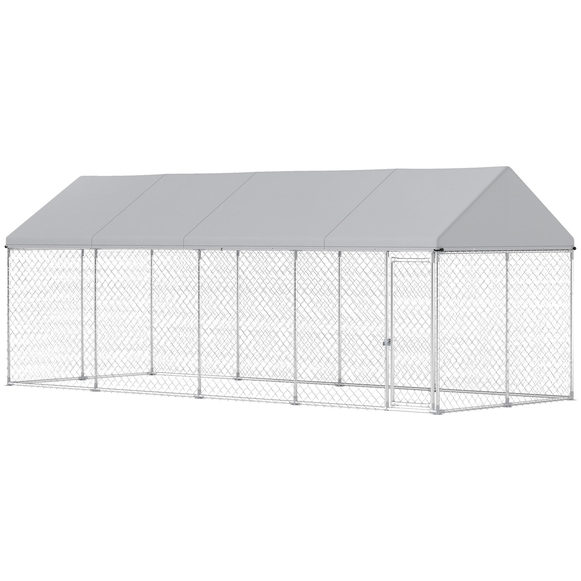 Heavy Duty Outdoor Dog Kennel with Waterproof Roof, Secure Latch, Chain Link Dog Run for Backyard, 20' x 7.5' x 8'