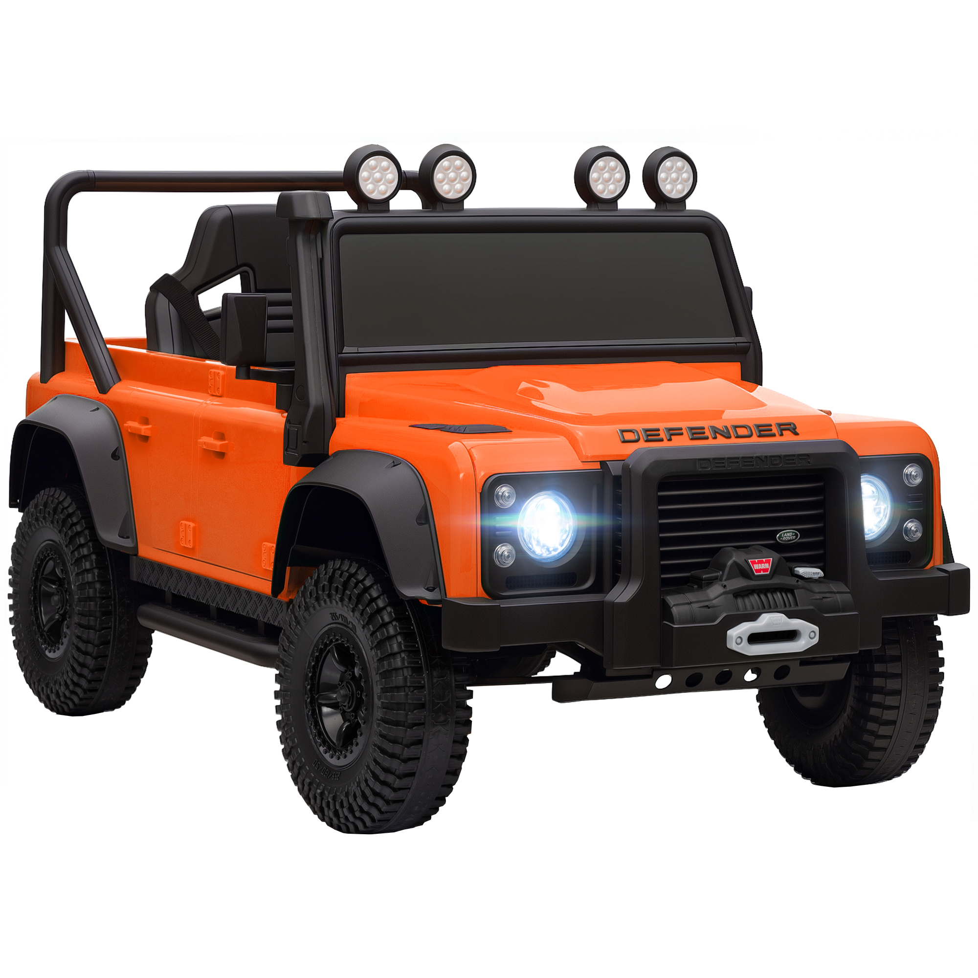 Land Rover Licensed Electric Car for Kids with Remote Control, Dual Motors, Spring Suspension, LED Lights, Orange