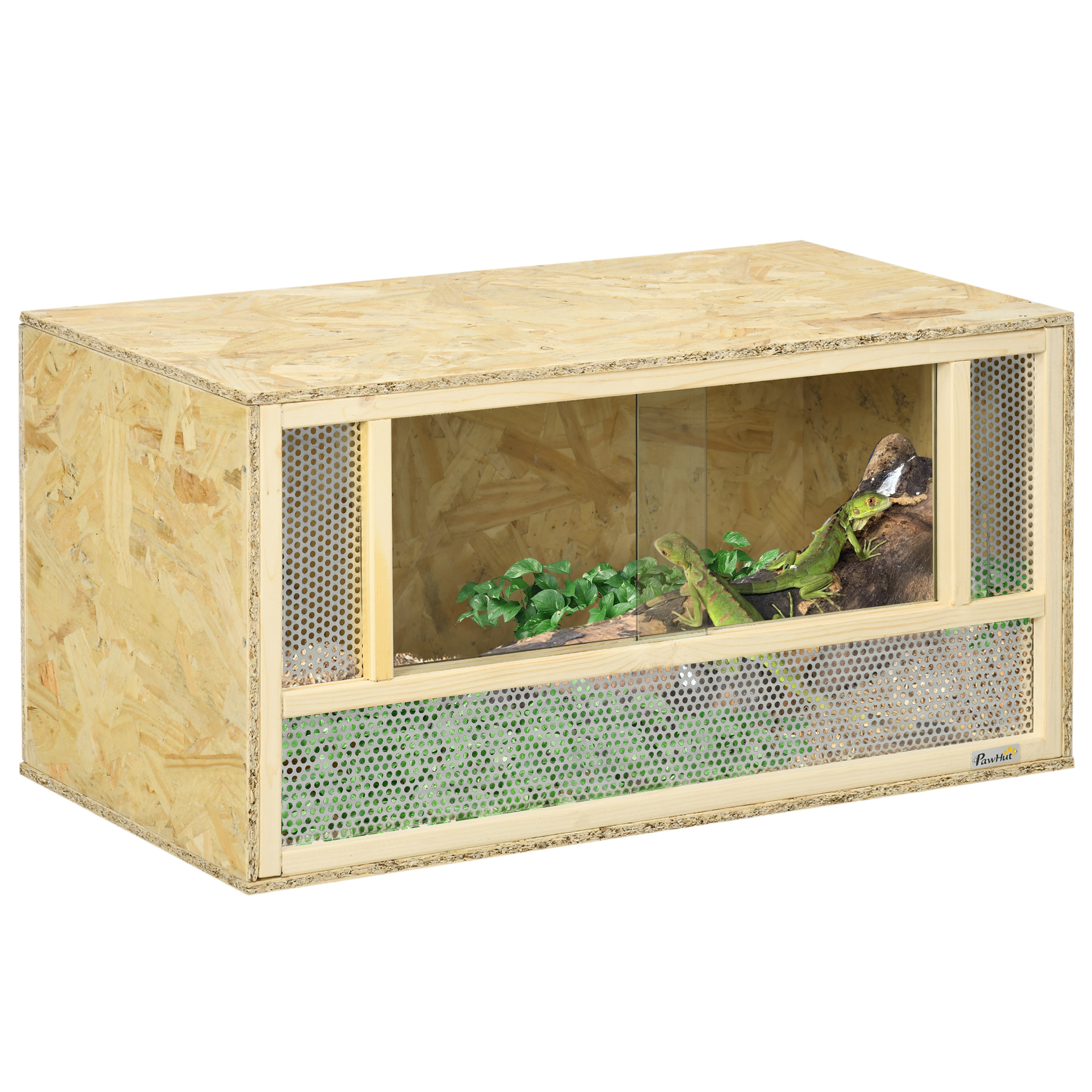 Wooden Reptile Terrarium with Sliding Door for Chameleon, Lizard, Snake, Frog, Turtle, 31.5" x 15.7" x 15.7"
