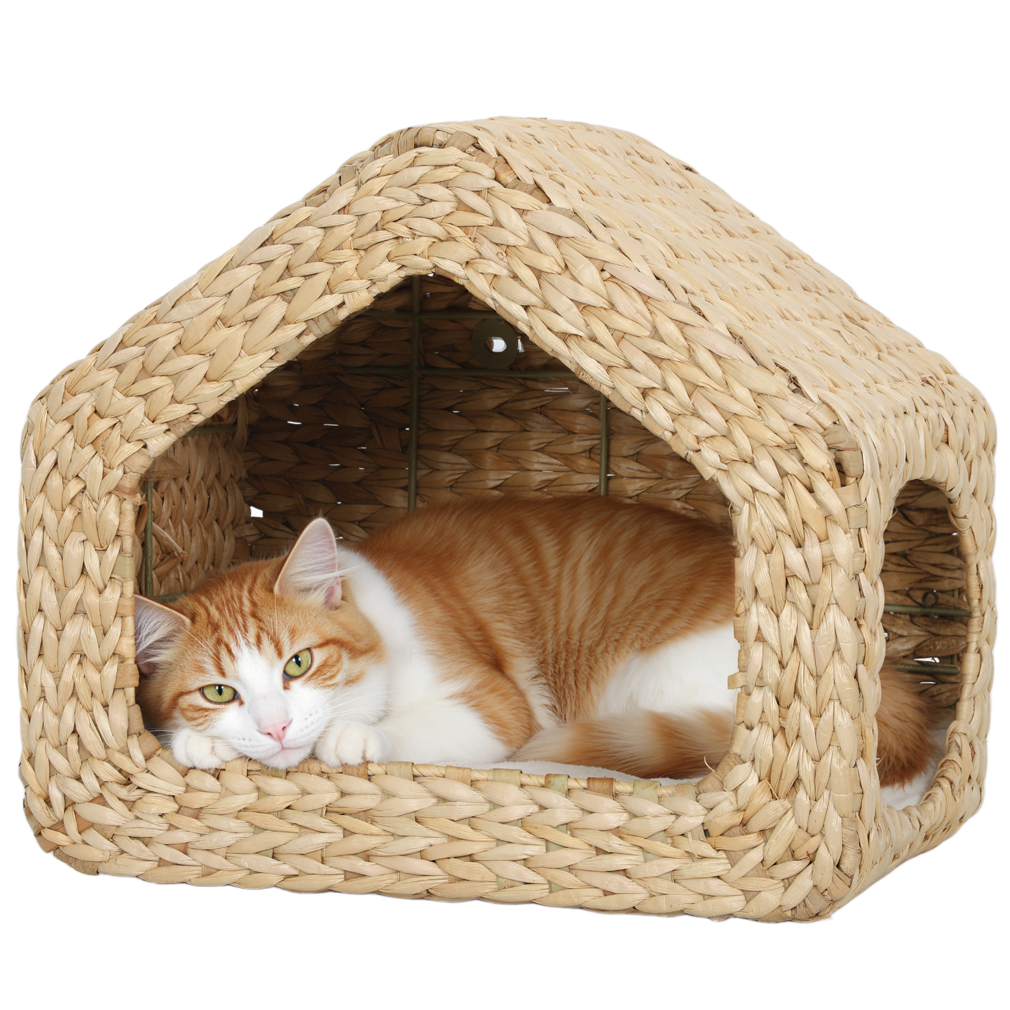 Wall Mounted Cat House, Cat Wall Furniture, Cat Wall Shelf with Washable Cushion, Natural