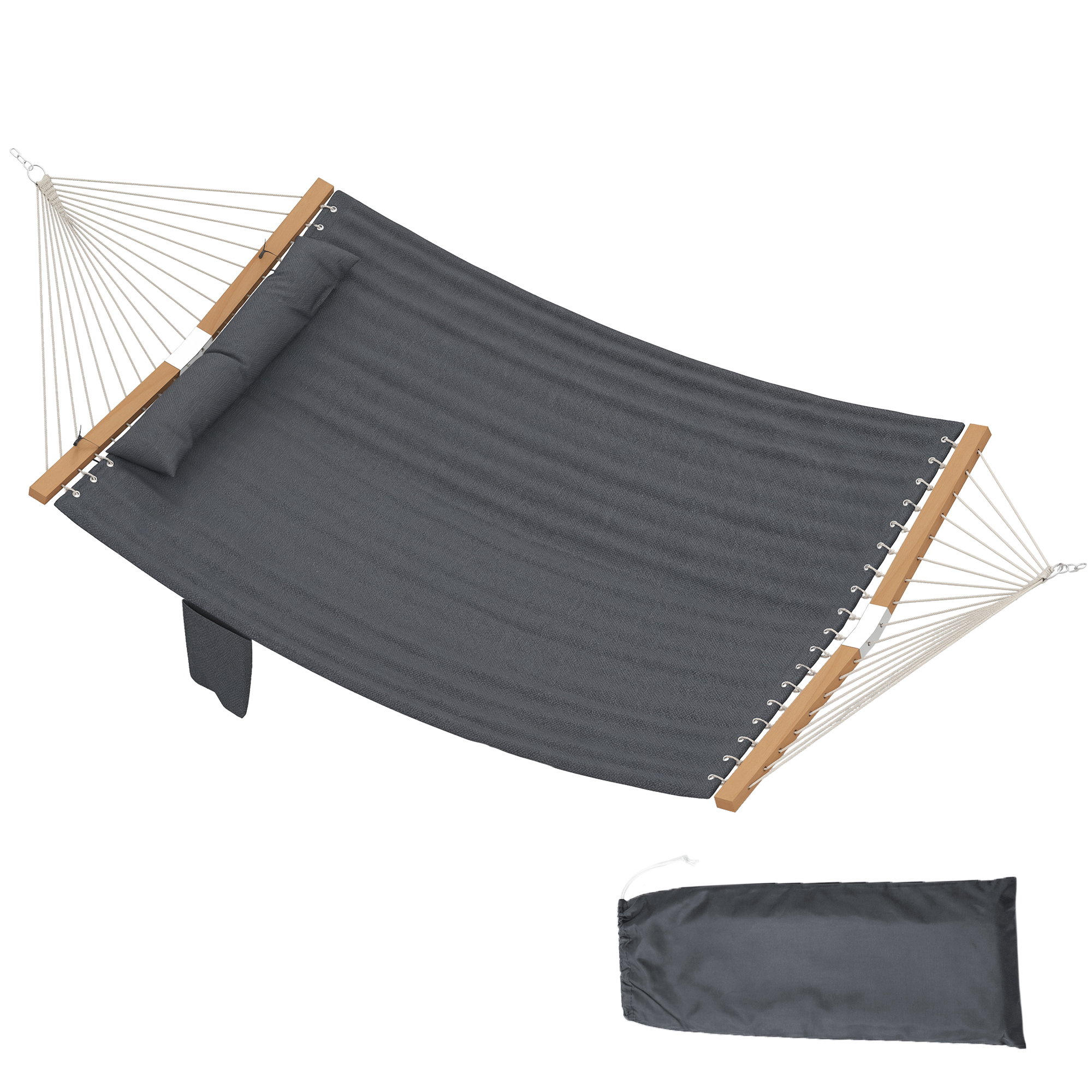 Outdoor Hammock 2-Person, with Pillow & Pad, 440 lbs Capacity, Gray