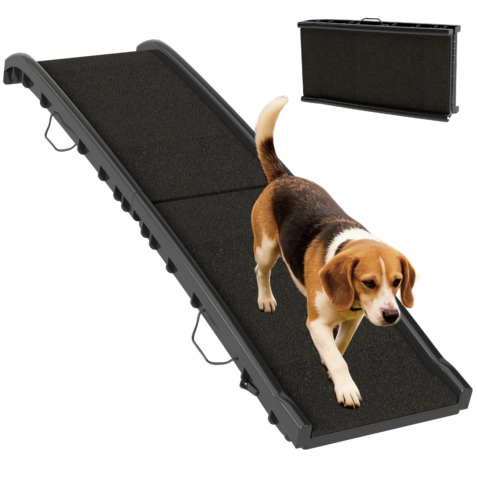 Folding Dog Ramp for Car, 61 Inches Portable Pet Ramp with Non Slip Frosted Surface, Raised Side Rails
