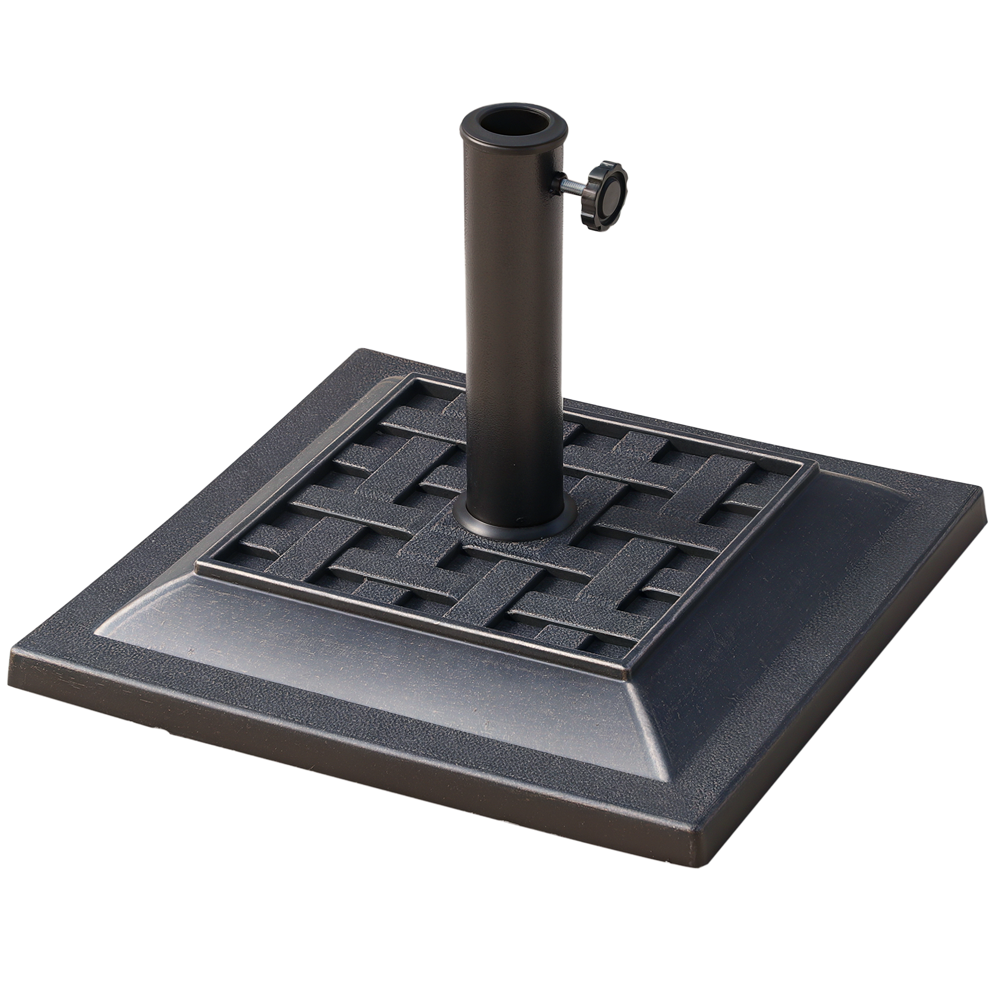  20 lbs Patio Market Umbrella Base Stand Resin Parasol Holder Square with Beautiful Decorative Pattern & Easy Setup, for Φ1.5", Φ1.89" Pole, for Beach, Lawn, Deck, Backyard, Garden, Bronze