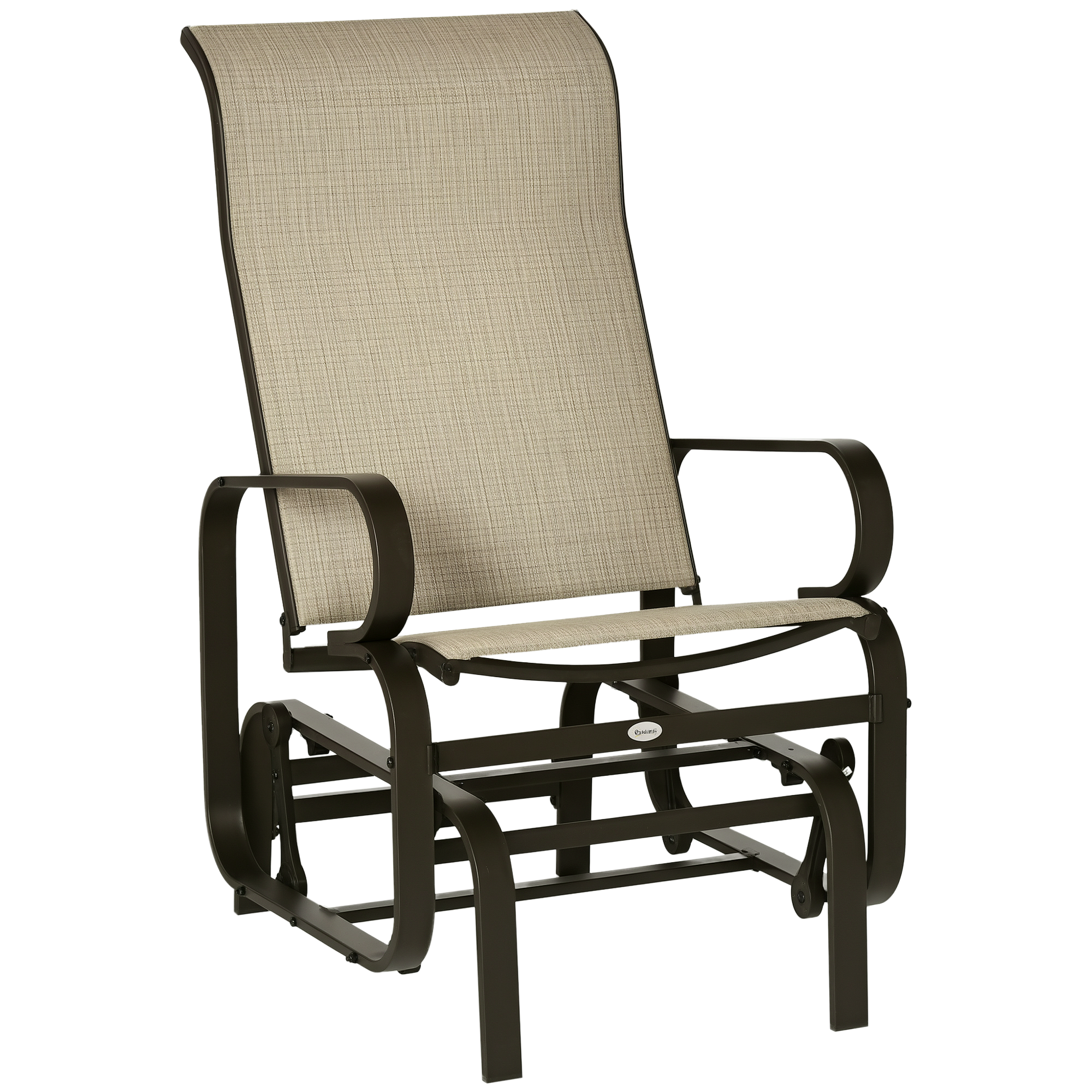 Gliding Lounger Chair, Single Rocker with Lightweight Metal & Mesh Construction, Tan