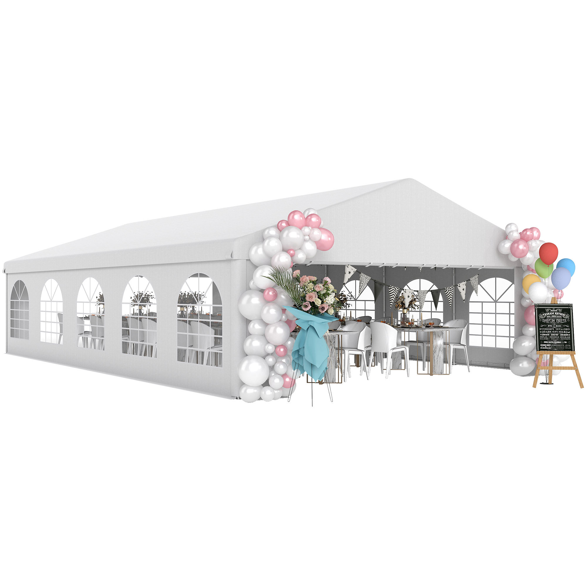 Heavy Duty Wedding Canopy 20x32 Outdoor Shelter for Weddings, Parties, BBQ White
