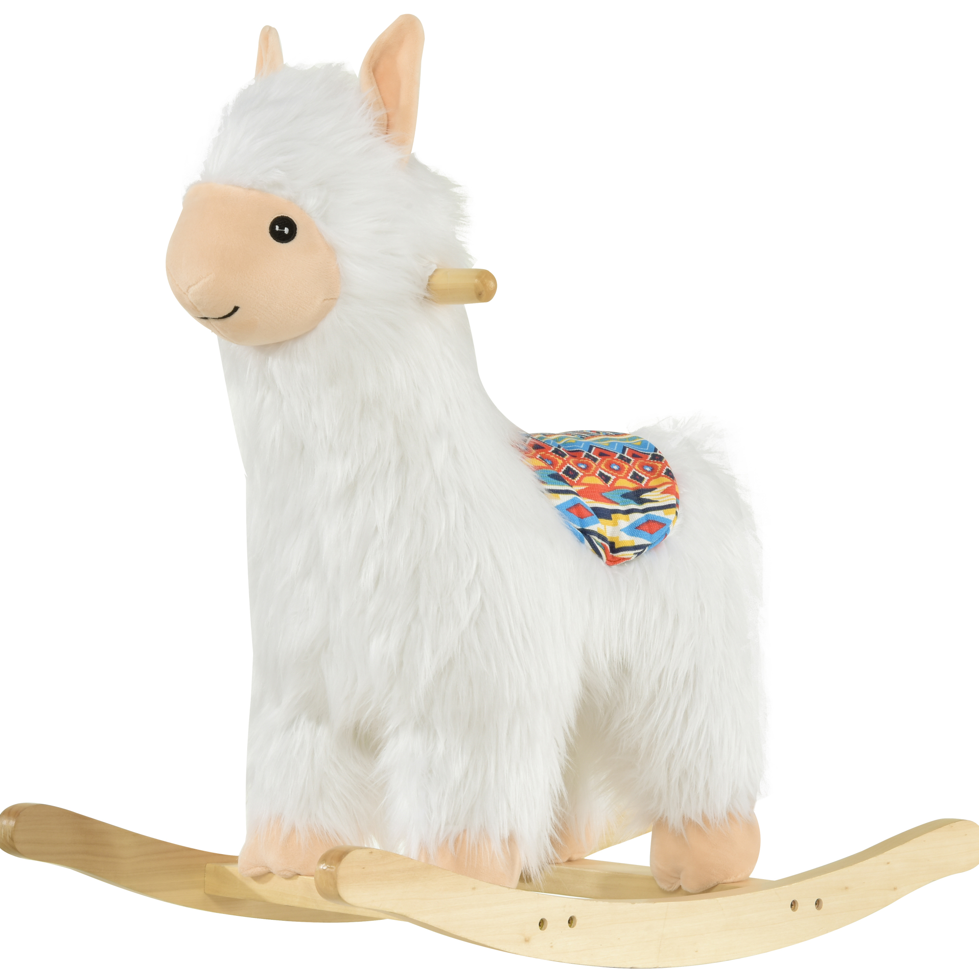 Kids Ride-On Rocking Horse Toy Llama Style Rocker Soft Plush Fabric for Children 3+ Years