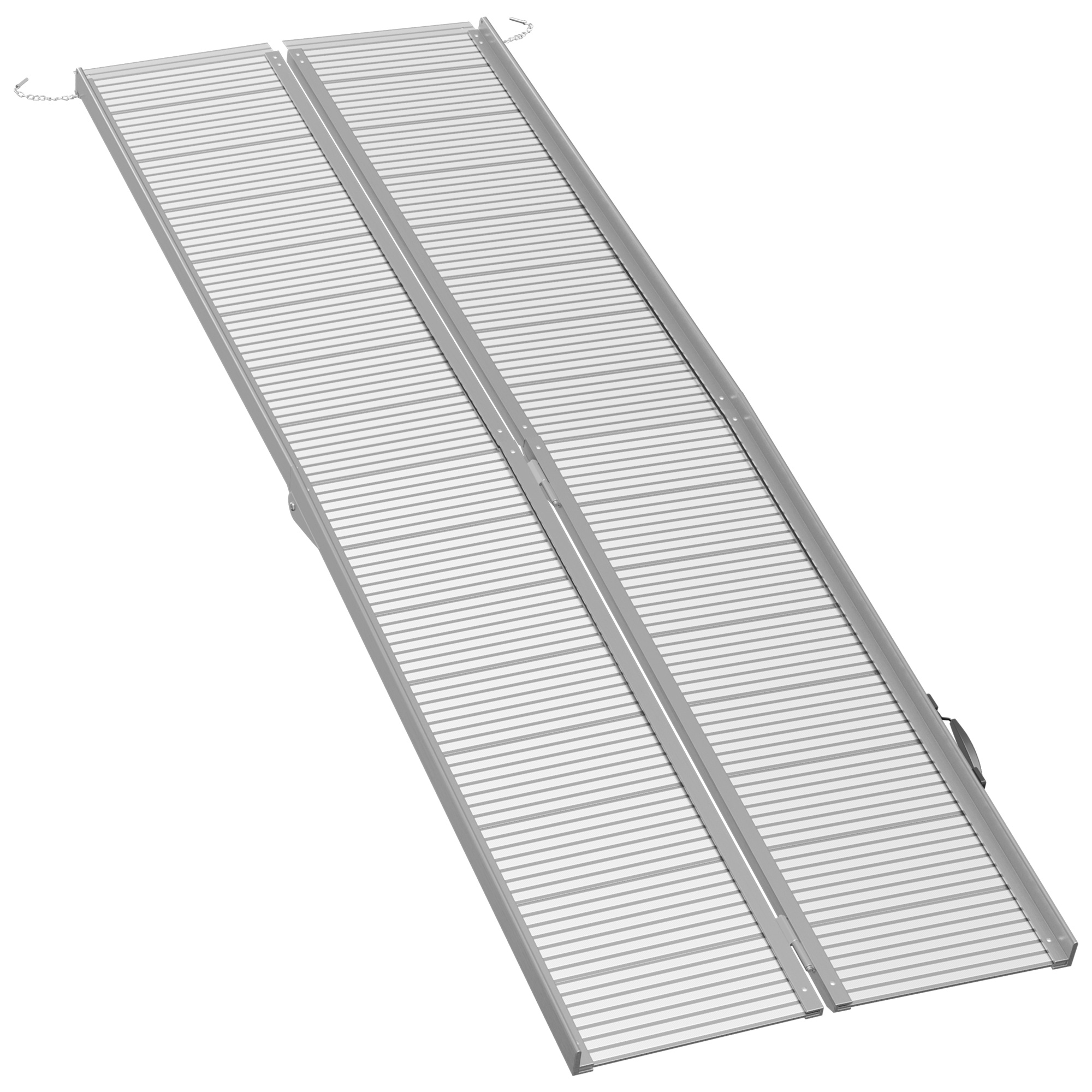 8' Foldable Handicap Ramp for Home, Steps, Doorways, Aluminum Portable Wheelchair Ramp, Textured Threshold Ramp, Silver