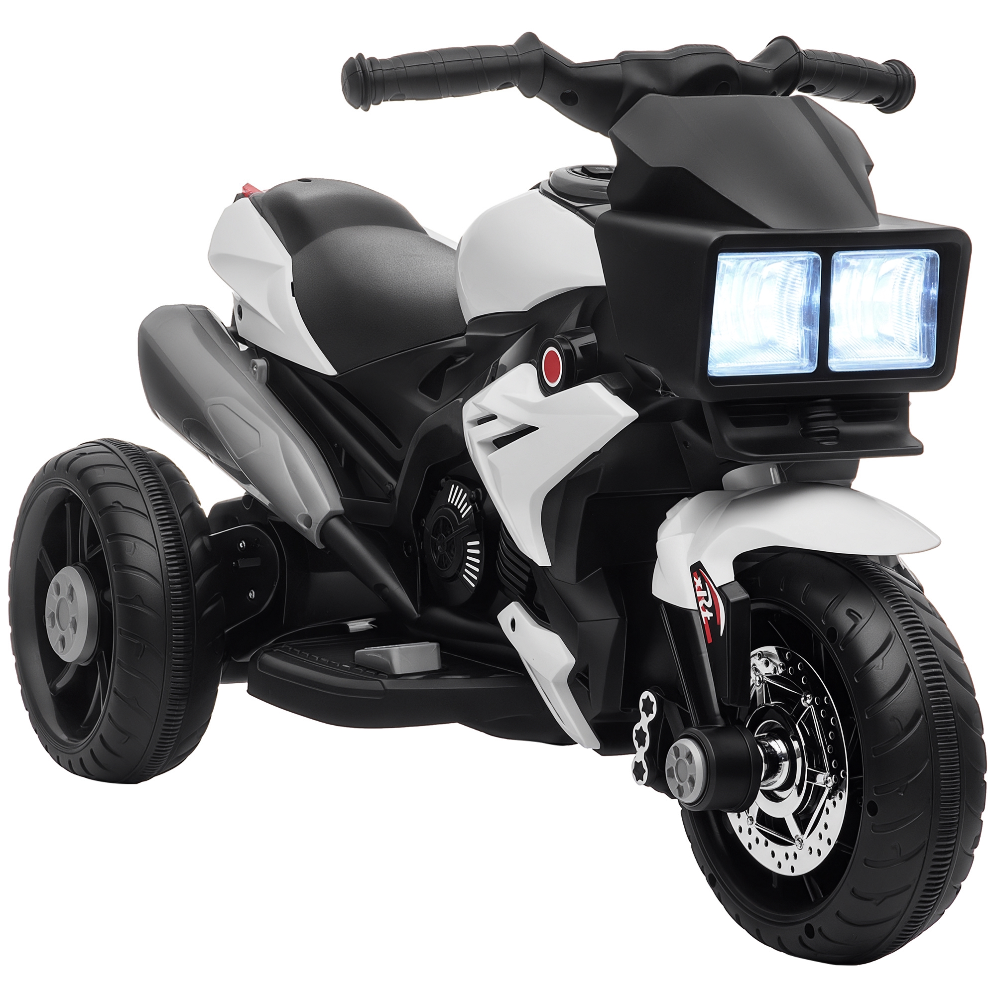 6V Kids Motorcycle, Battery-Operated Mini Electric Motorbike with Forward/Reverse Switch, Horn, White